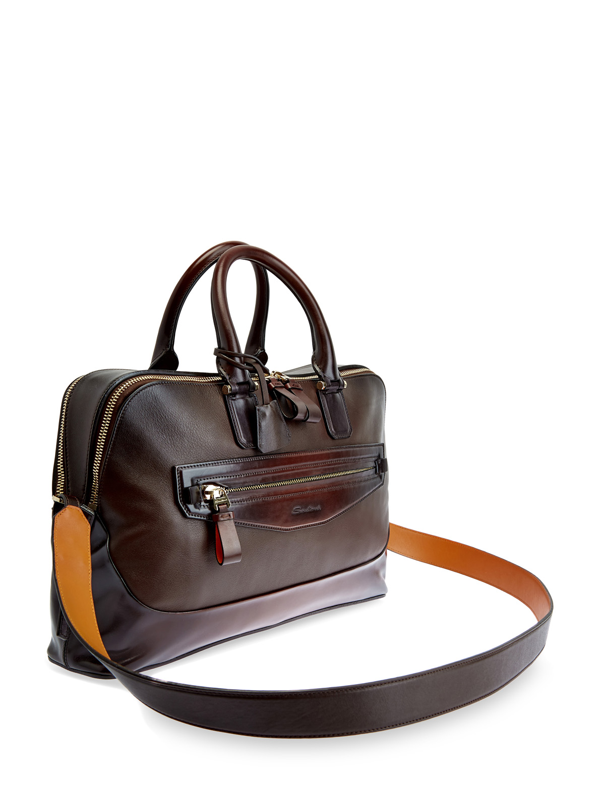 Дорожная сумка ручной работы с эффектом патины SANTONI, цвет коричневый, размер 41;41.5;42.5;43;43.5;44;44.5 - фото 3