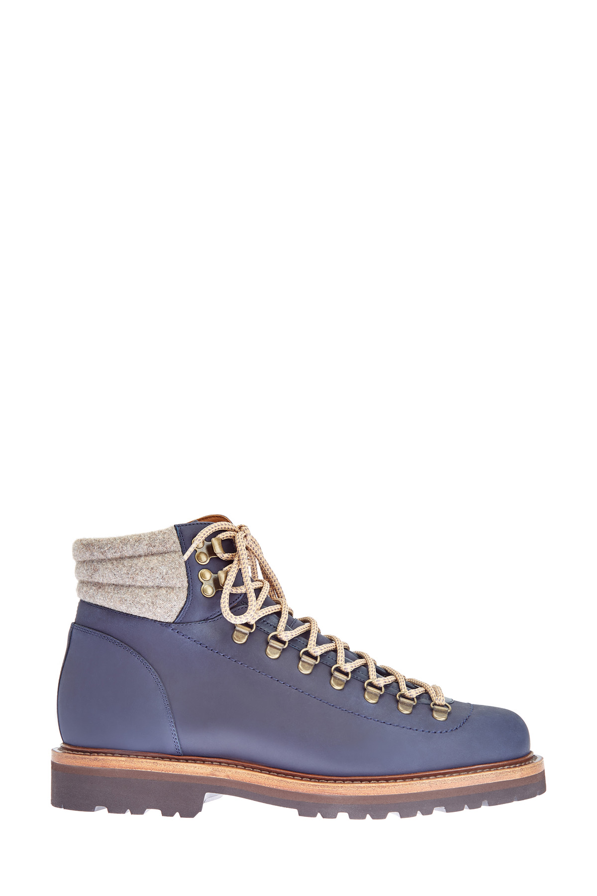 Высокие ботинки Mountain из гладкого нубука и фетра BRUNELLO CUCINELLI, цвет синий, размер 41;42;43
