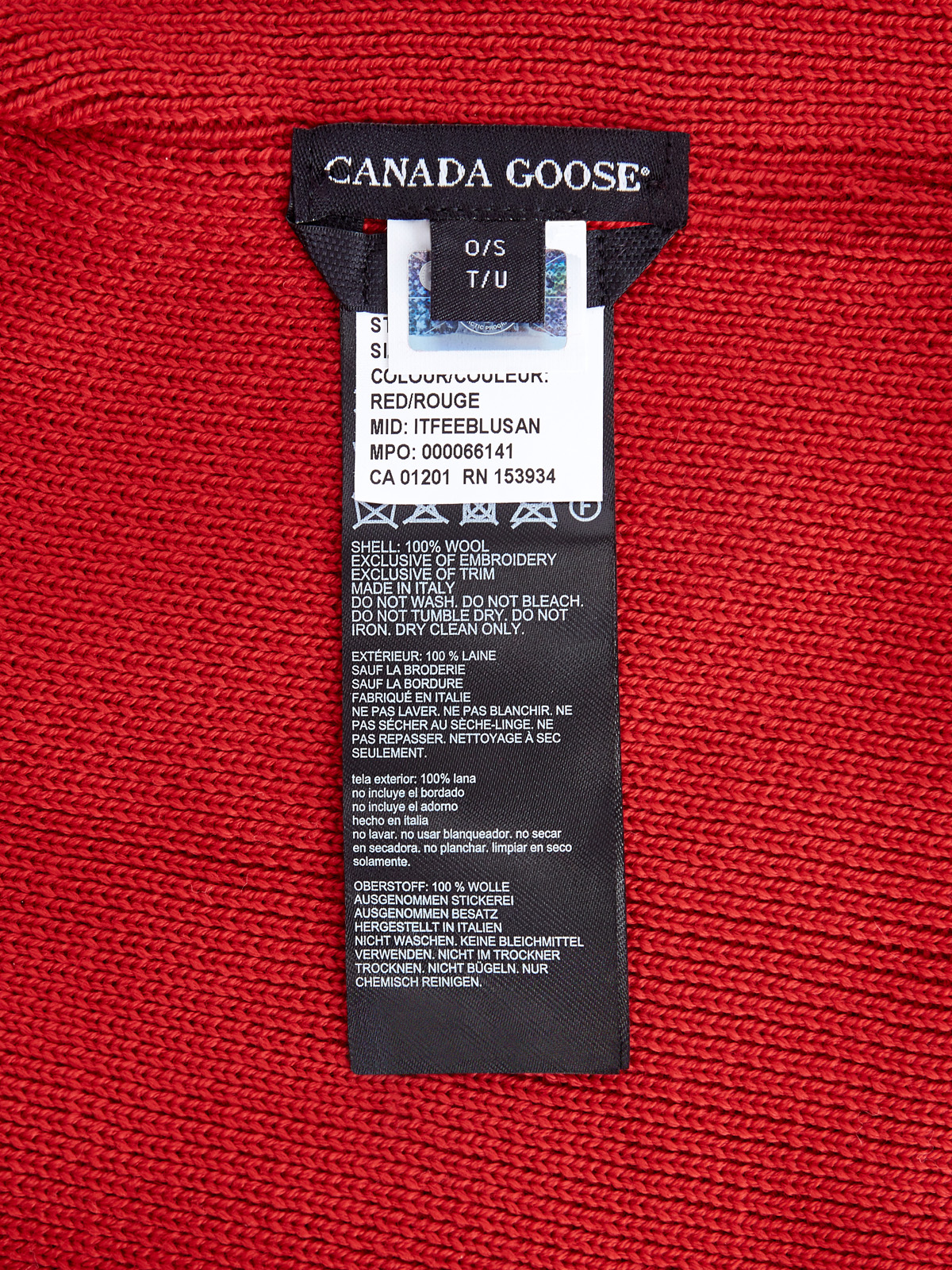 Шапка из шерсти эластичной вязки с логотипом CANADA GOOSE, цвет красный, размер 40 - фото 4