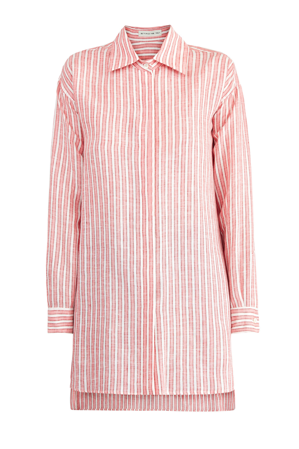 

Удлиненная рубашка из натурального льна с асимметричными кромками, Розовый, Удлиненная рубашка из натурального льна с асимметричными кромками