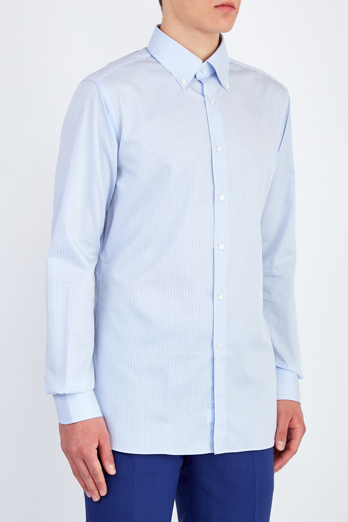 Рубашка из поплина Wrinkle Free с принтом бело-голубую в полоску XACUS, цвет голубой, размер 50;52;54;52 - фото 3
