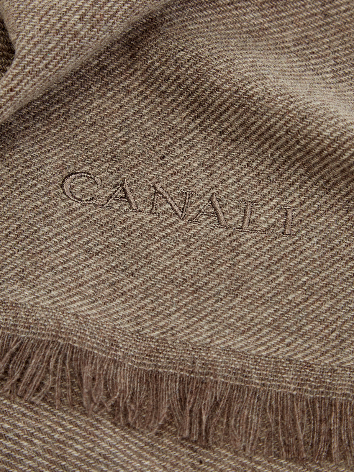 Шарф из кашемировой пряжи с вышитым логотипом CANALI, цвет коричневый, размер 41.5;44;45 - фото 2