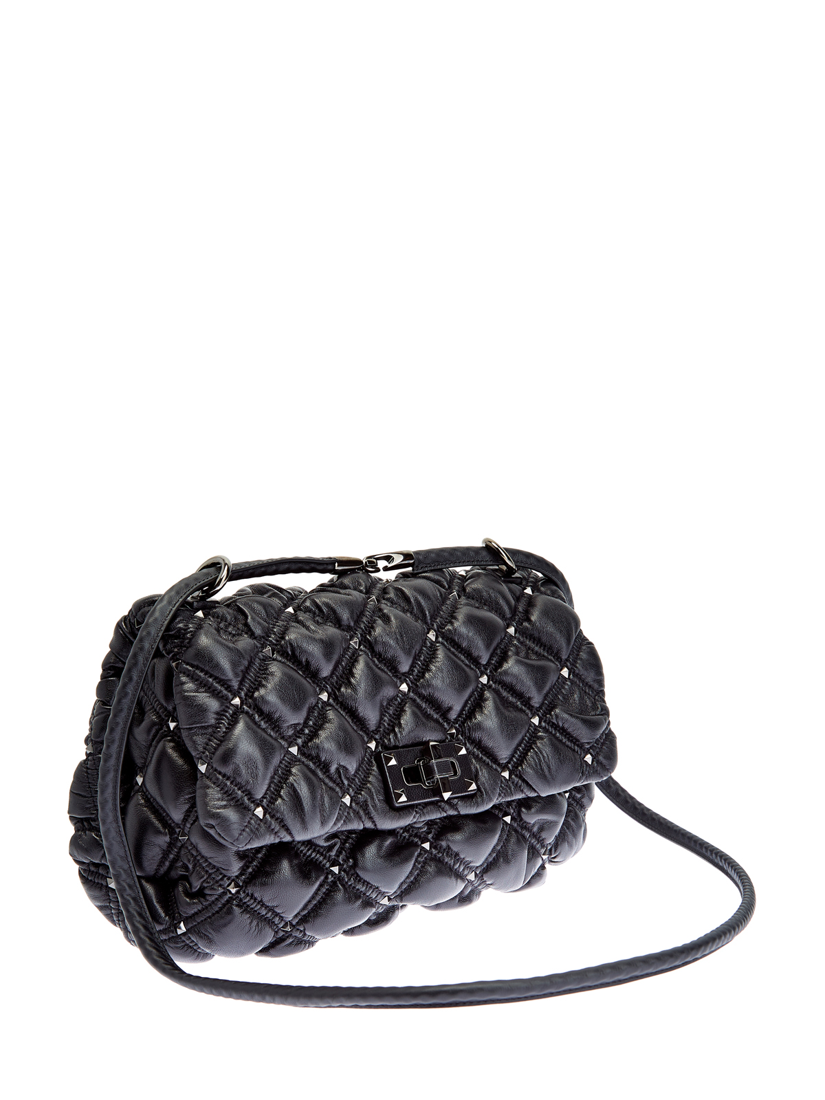 Сумка SpikeMe Bag из гофрированной кожи наппа VALENTINO, цвет черный, размер 37;38;39;40;38.5 - фото 3