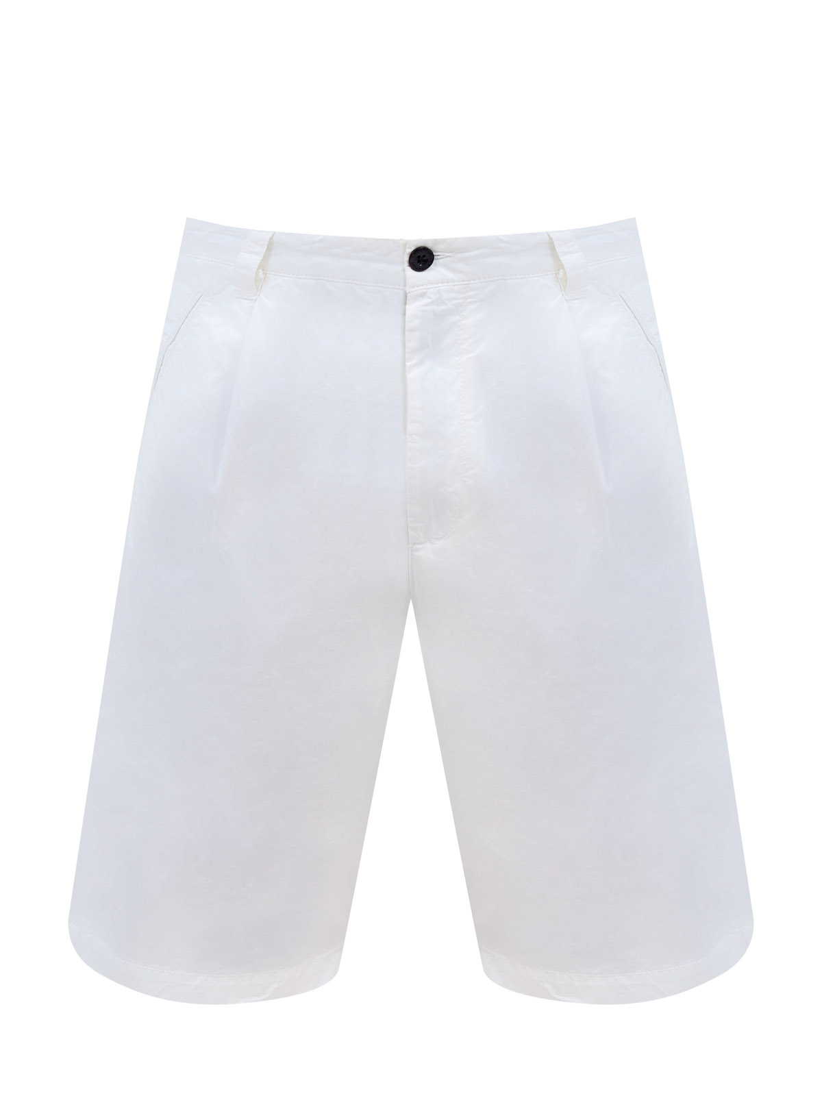 

Шорты-бермуды из легкого хлопкового габардина с защипами, Белый, Шорты-бермуды из легкого хлопкового габардина с защипами