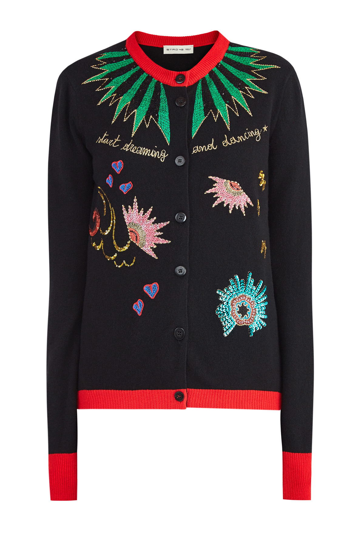 

Кардиган из шерсти и кашемира с вышивкой The Daydreamer, Черный