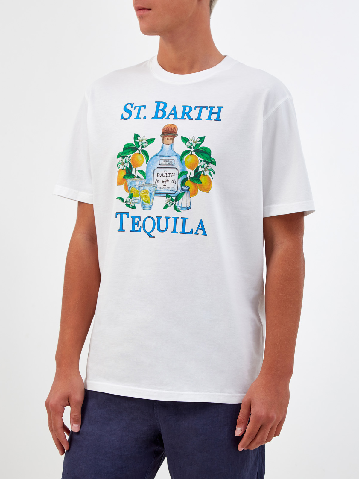Свободная футболка из хлопка джерси с принтом MC2 SAINT BARTH, цвет белый, размер L;2XL - фото 3