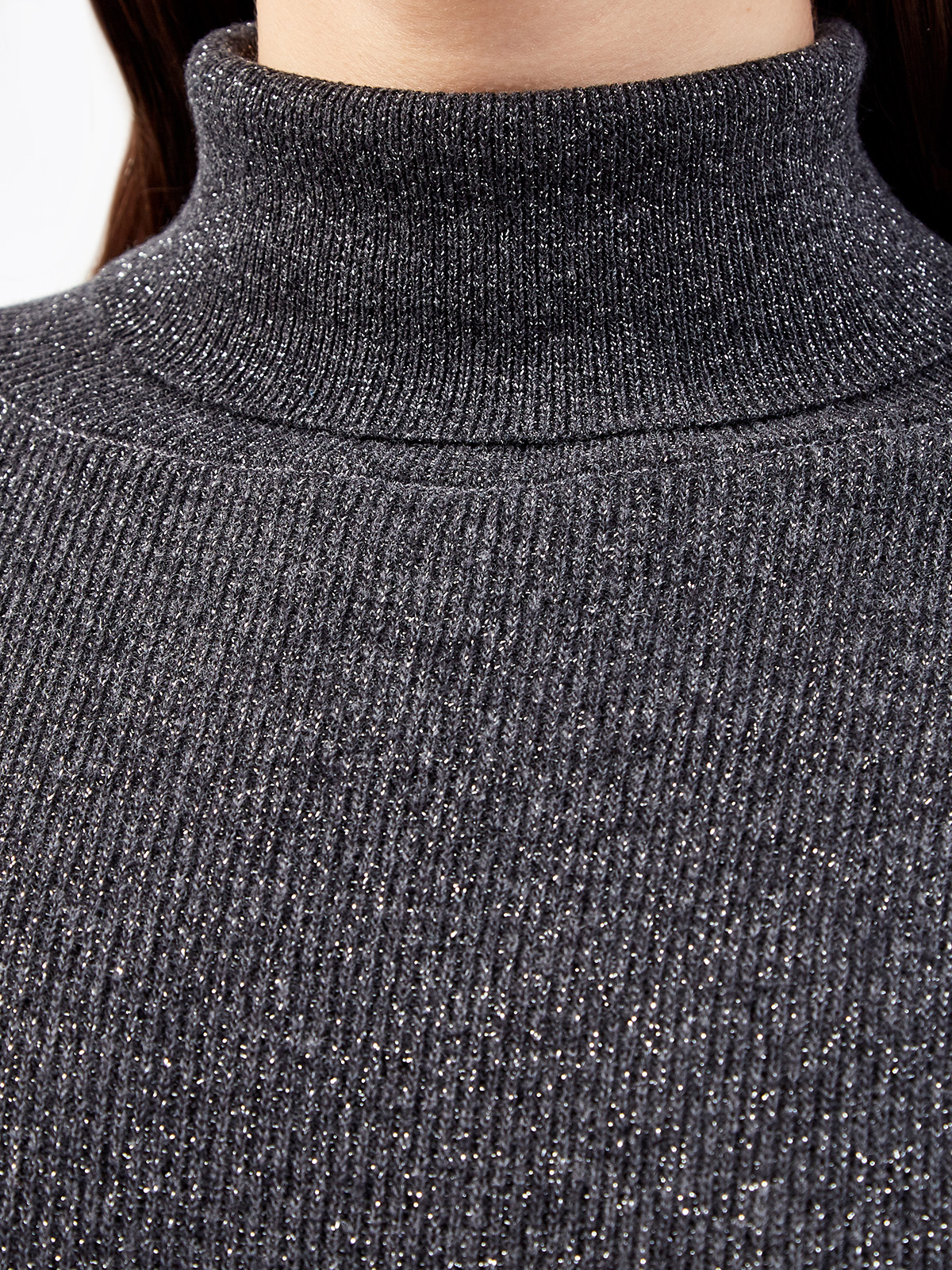 Джемпер из шерсти и кашемира с мерцающей нитью ламе LORENA ANTONIAZZI, цвет серый, размер 42;44;46 - фото 5