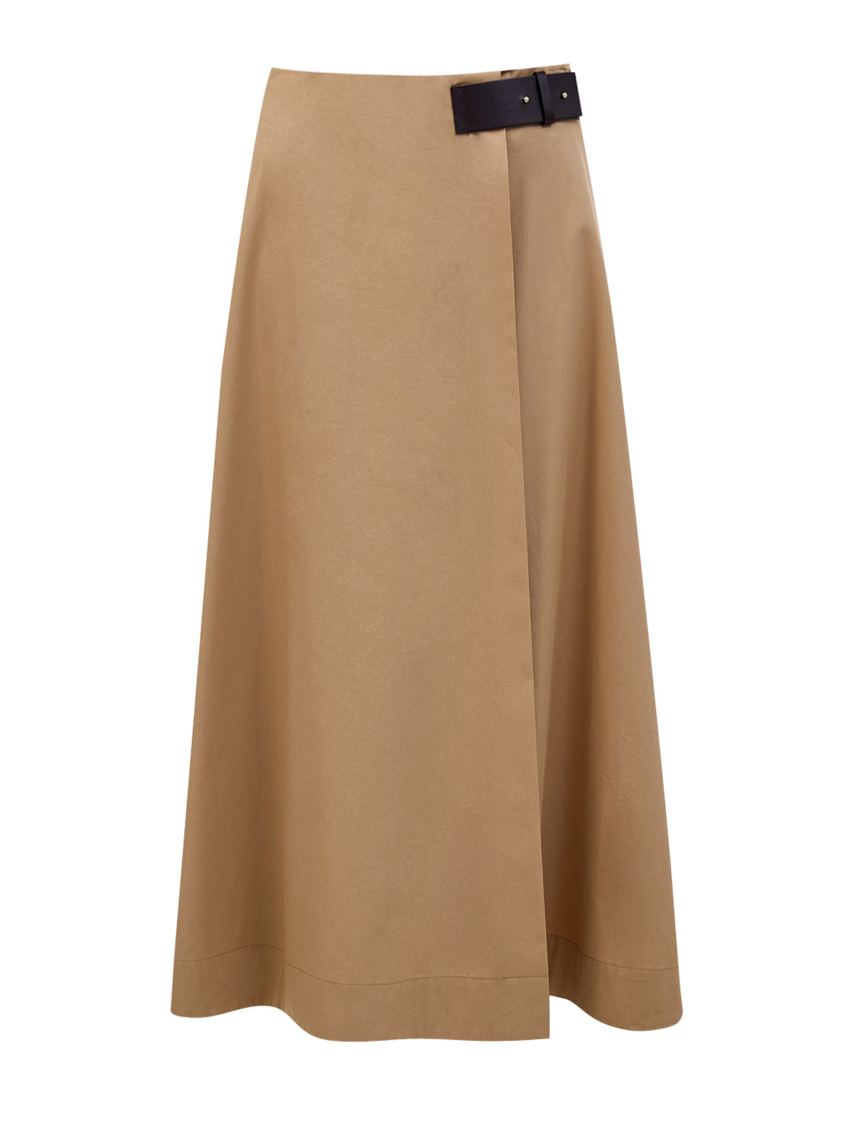 Расклешенная юбка из хлопкового поплина с кожаным ремнем 67130₽