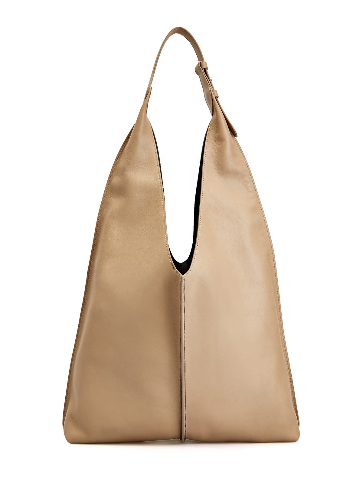 Объемная сумка-тоут из мягкой кожи с ювелирной цепочкой Мониль BRUNELLO CUCINELLI, цвет бежевый, размер 40;42;44 - фото 4