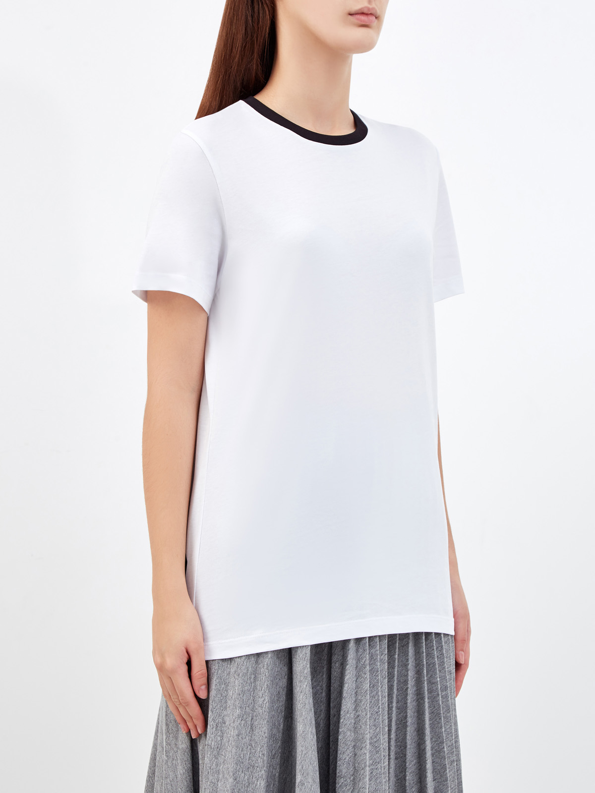 Белая футболка из хлопкового джерси с контрастной отделкой MONCLER, цвет белый, размер L;S - фото 3