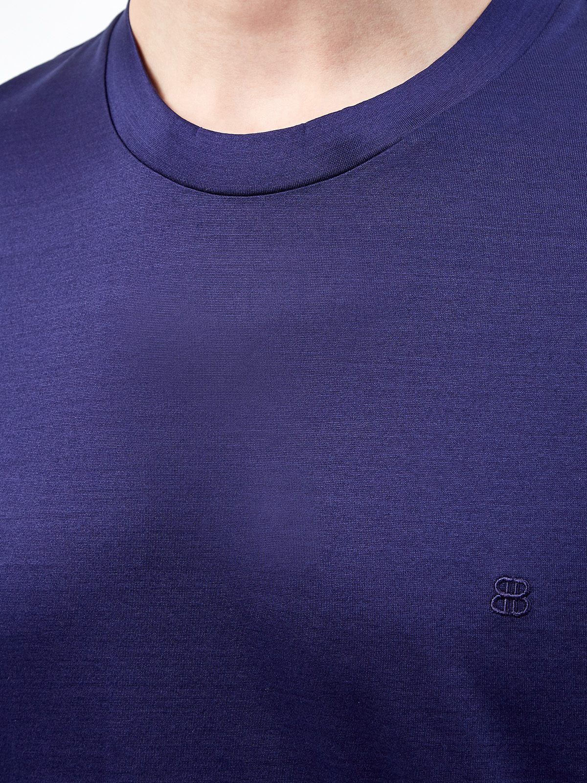 Однотонная футболка из гладкого хлопка с логотипом BERTOLO CASHMERE, цвет синий, размер 50;52;54;56;58;60;48 - фото 3