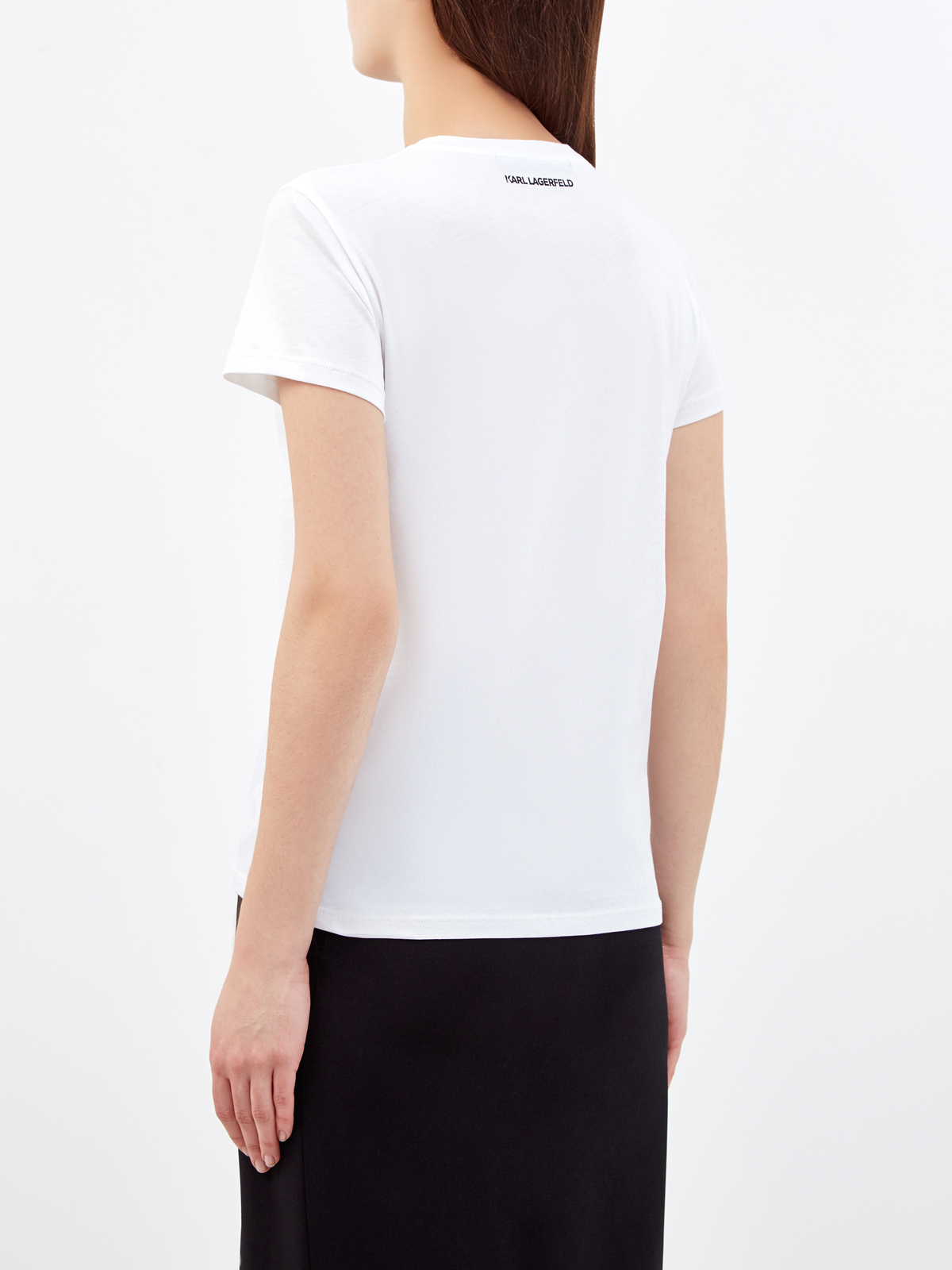 Хлопковая футболка с фактурным декором из букле KARL LAGERFELD, цвет белый, размер XS;S;M;L;XL - фото 4