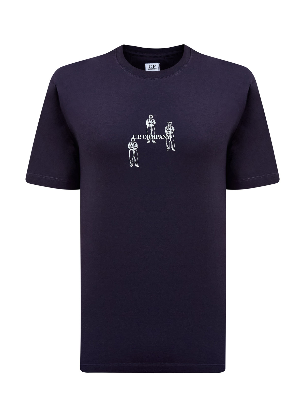 Хлопковая футболка из гладкого джерси с контрастным принтом C.P.COMPANY, цвет черный, размер M;L;XL;2XL