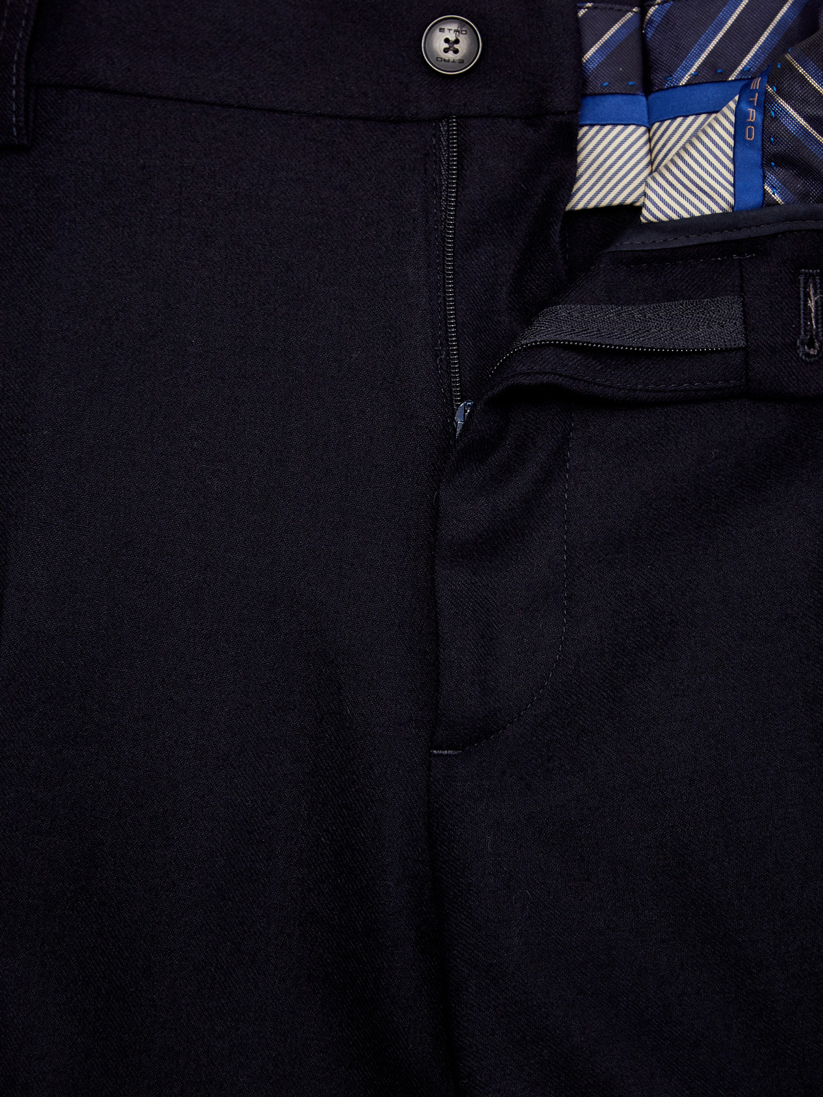 Брюки зауженного кроя из костюмной шерстяной ткани ETRO, цвет синий, размер 46;48;50;52;54 - фото 6
