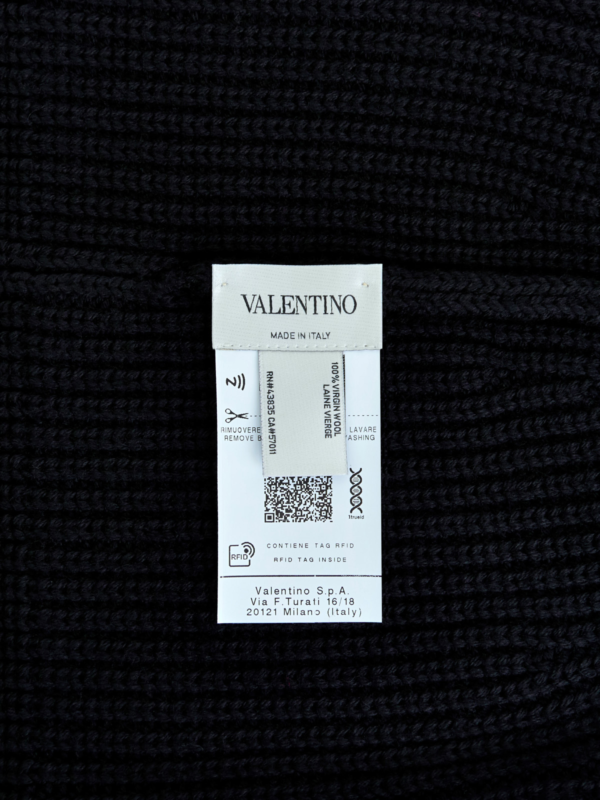 Шапка из эластичной шерстяной пряжи с логотипом VLTN VALENTINO GARAVANI, цвет черный, размер 42 - фото 4