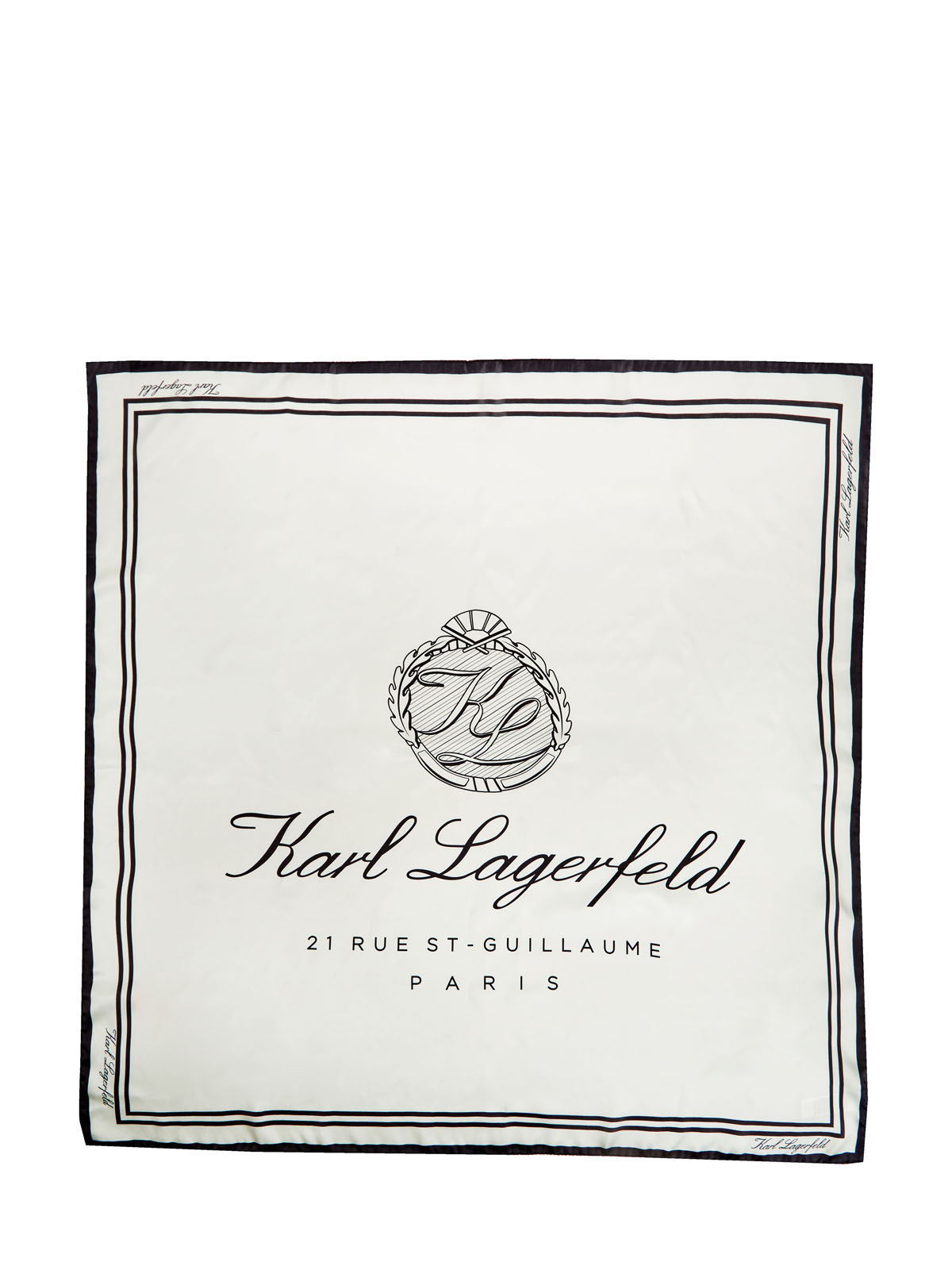 Шарф с принтом Hotel KARL из струящегося шелка KARL LAGERFELD, цвет бежевый, размер 50;58;60;56 - фото 2