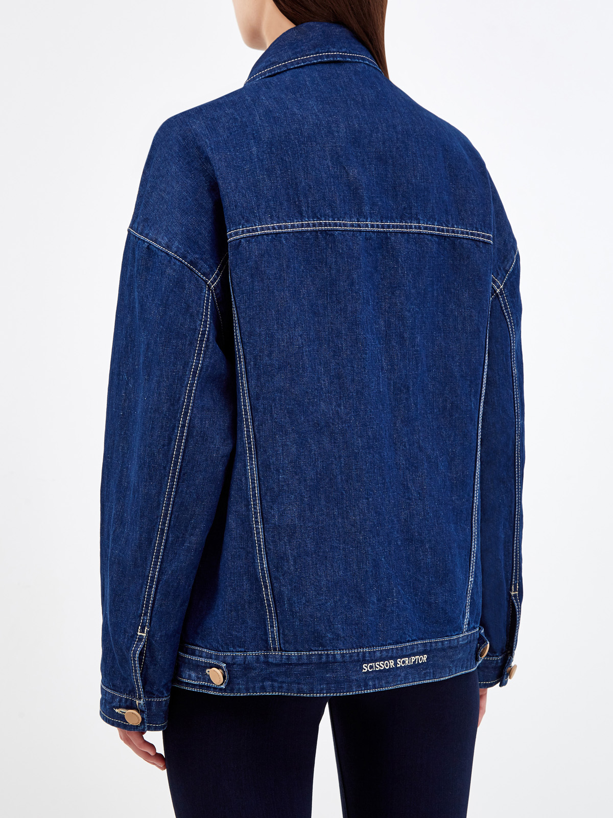 Куртка Diana из хлопка и льна с контрастной прострочкой SCISSOR SCRIPTOR, цвет синий, размер 46;44;42 - фото 4