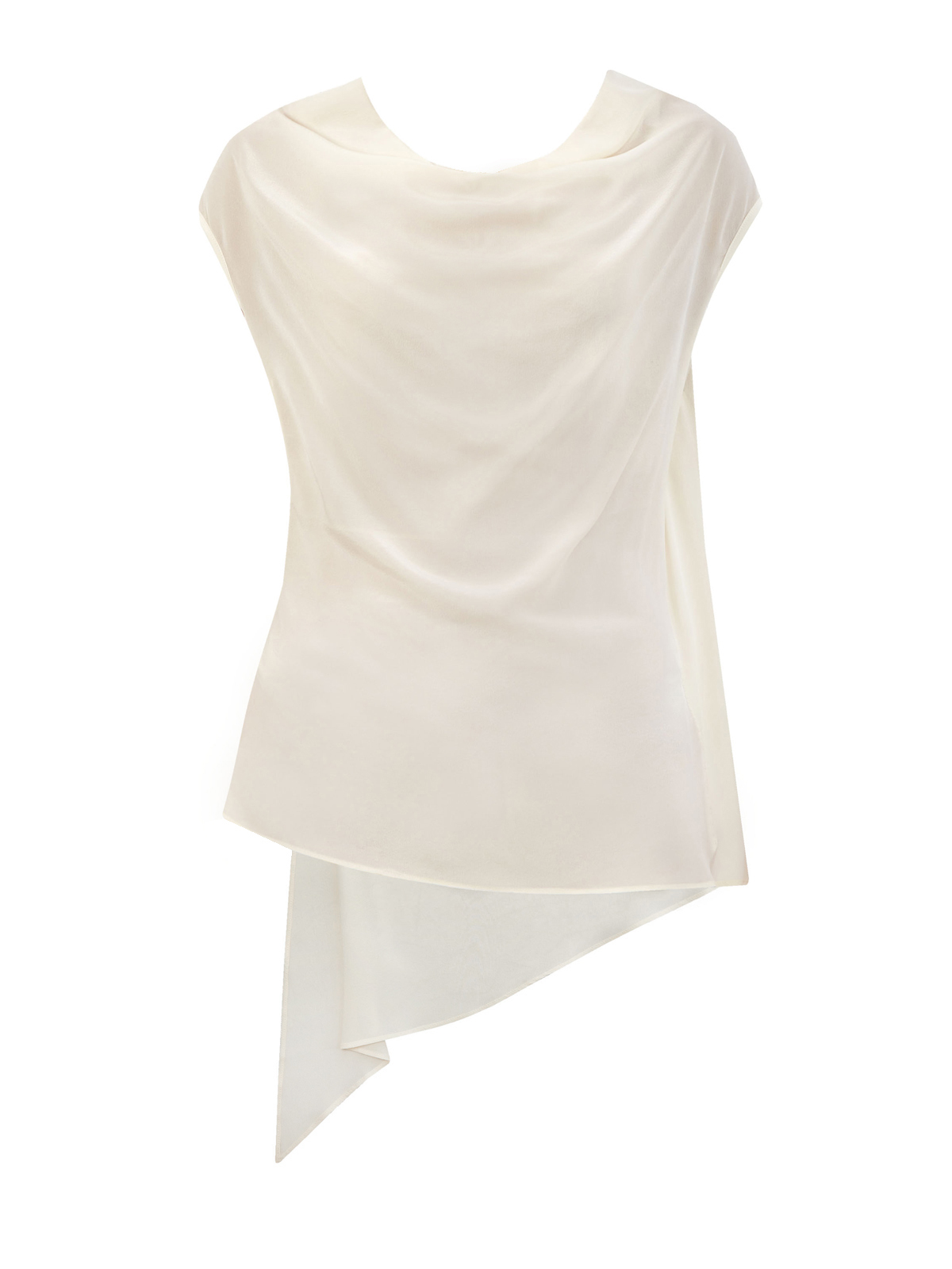 Шелковая блуза асимметричного кроя с вырезом на спинке GENTRYPORTOFINO, цвет бежевый, размер 38;40;42;44;46;48