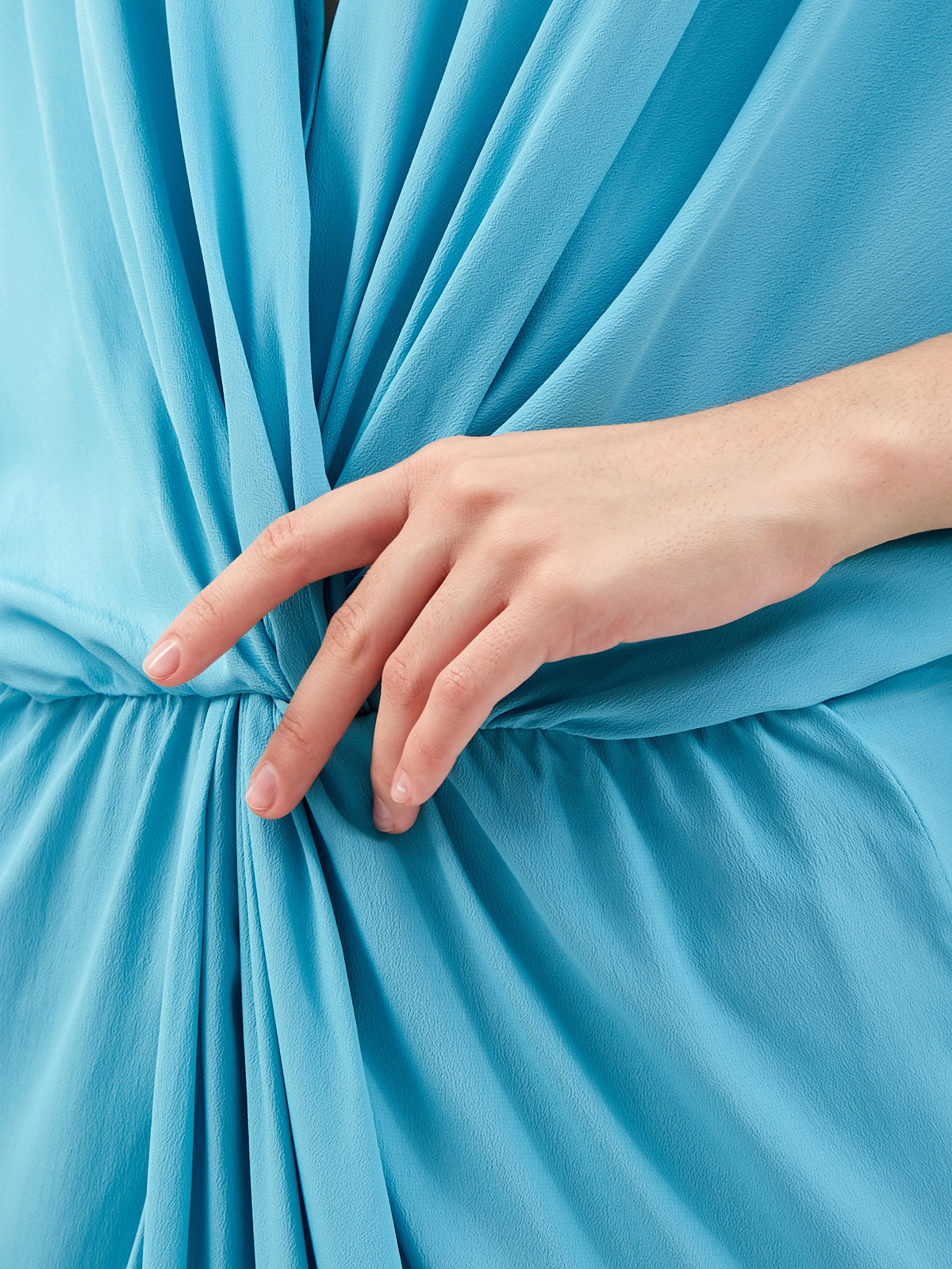 Легкое платье с V-образным вырезом и заложенными складками FISICO, цвет голубой, размер S;M;XL;L - фото 3