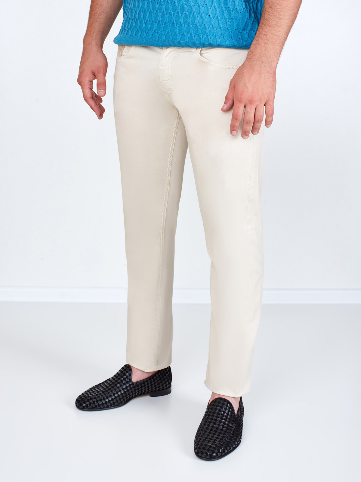 Хлопковые брюки прямого кроя с вышитой символикой и карманами LA MARTINA, цвет бежевый - фото 3