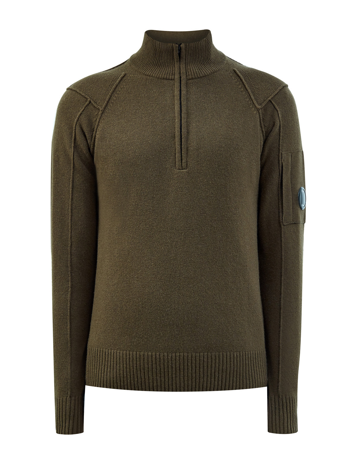 Шерстяной свитер с фактурными швами и застежкой на молнию C.P.COMPANY, цвет зеленый, размер L;XL;2XL;M - фото 1