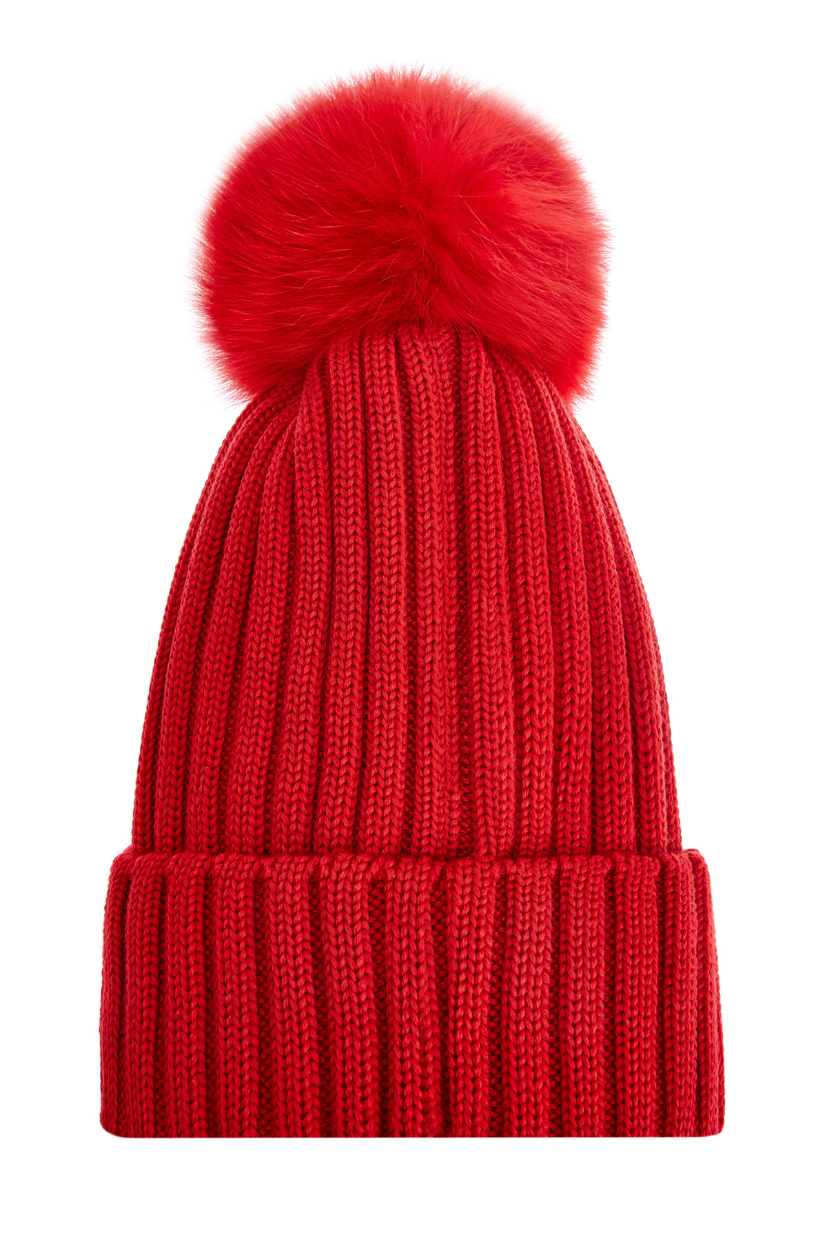 Яркая шапка из фактурной шерсти Virgin с широким отворотом MONCLER, цвет красный, размер 6;7;7.5;8.5;9.5;10;11 - фото 3