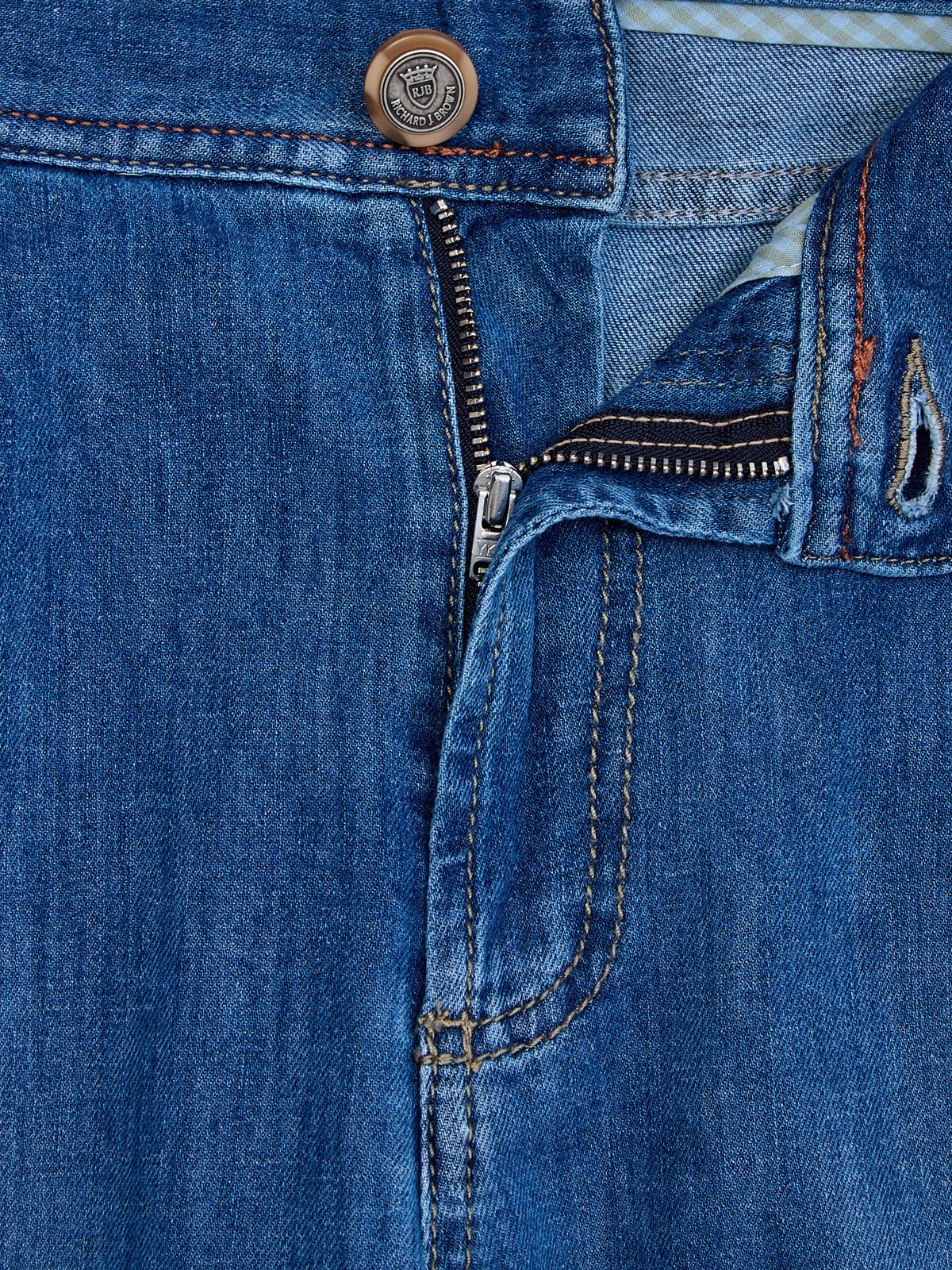 Джинсы из эластичного хлопка и льна с вышивкой ручной работы RICHARD J. BROWN, цвет синий, размер 50;52;54;54;56;58;60;48 - фото 6