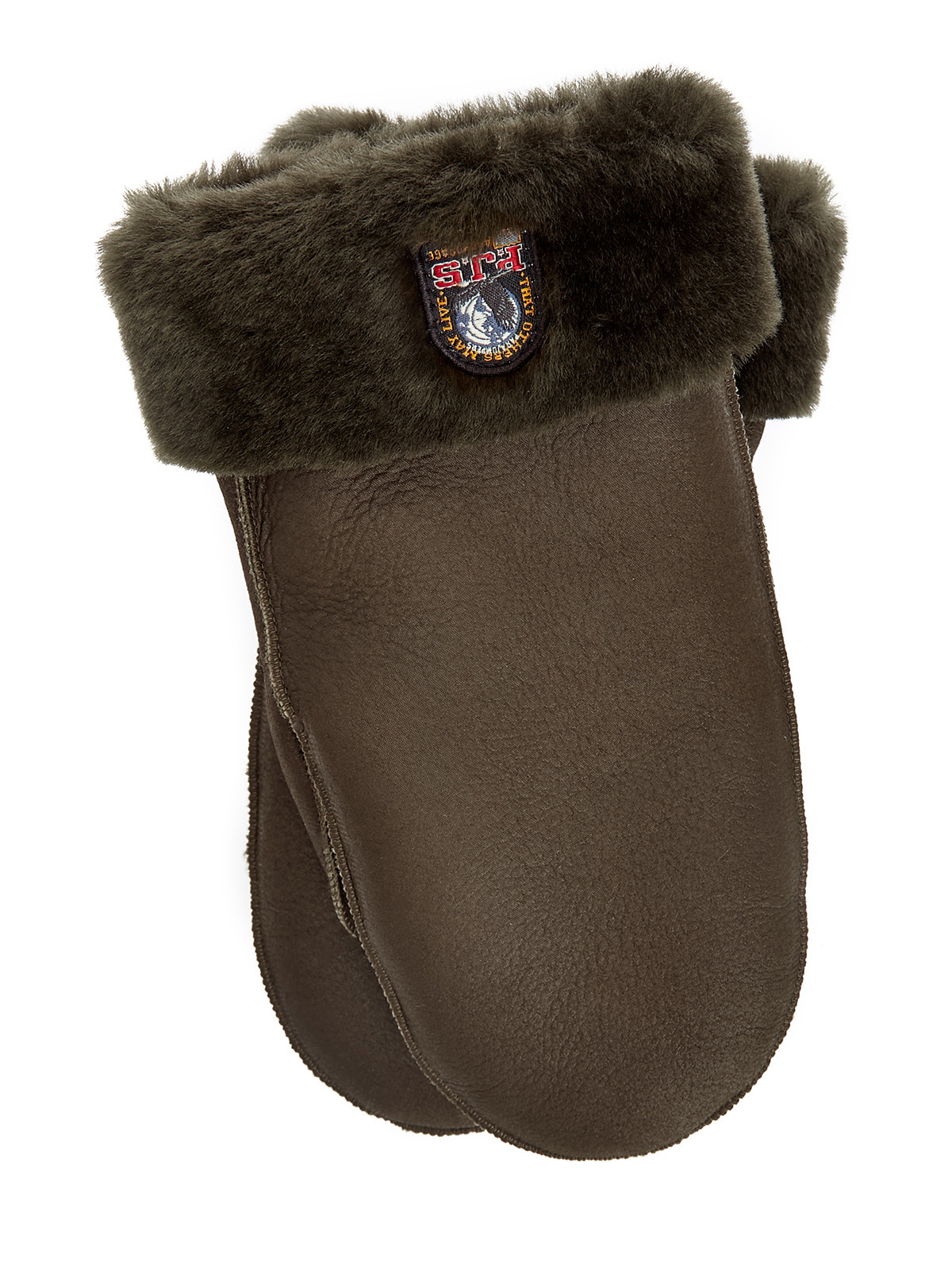 Варежки из мягкой дубленой кожи и овчины с патчем