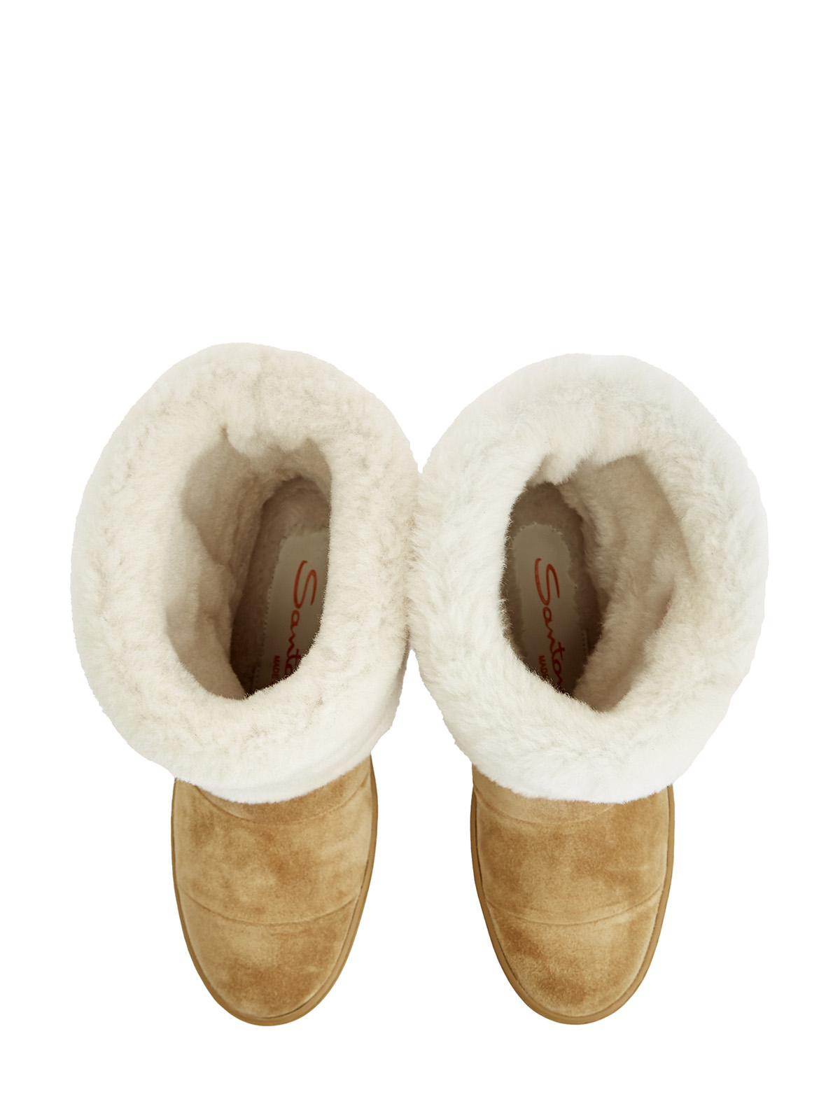 Утепленные ботинки из замши с фирменной вышивкой SANTONI, цвет бежевый, размер 36.5;37.5;38;38.5;39;39.5;40;41;37 - фото 4