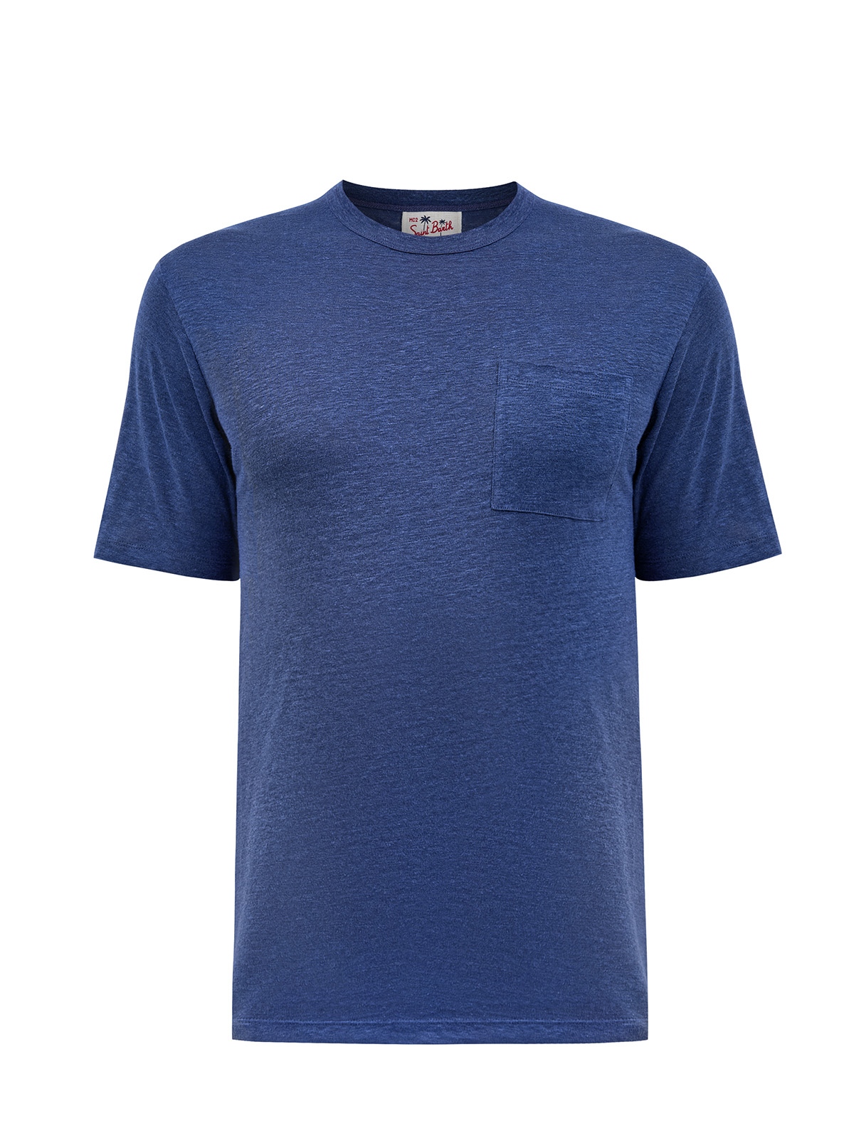Льняная футболка из мягкого джерси с вышивкой St. Barth MC2 SAINT BARTH, цвет синий, размер S;M;L;XL;2XL;4XL - фото 1