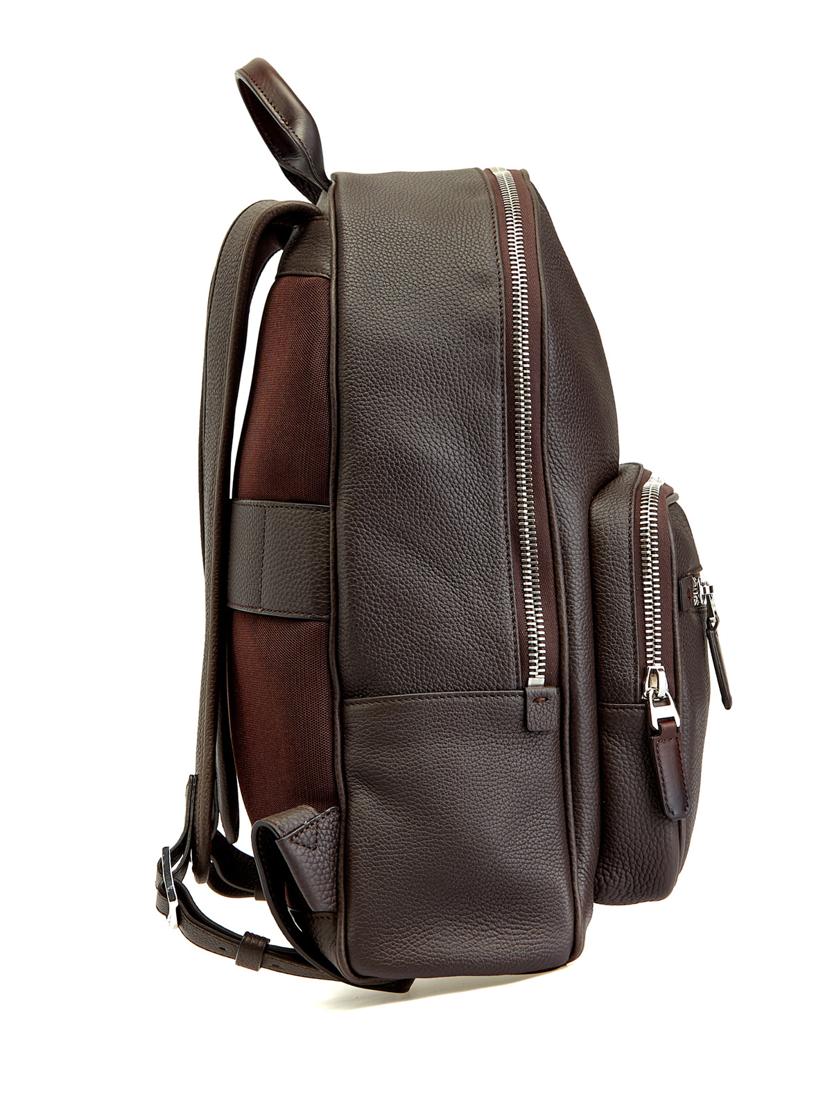 Вместительный рюкзак из крупнозернистой кожи с деталями Velatura SANTONI, цвет коричневый, размер 50;52;56 - фото 3