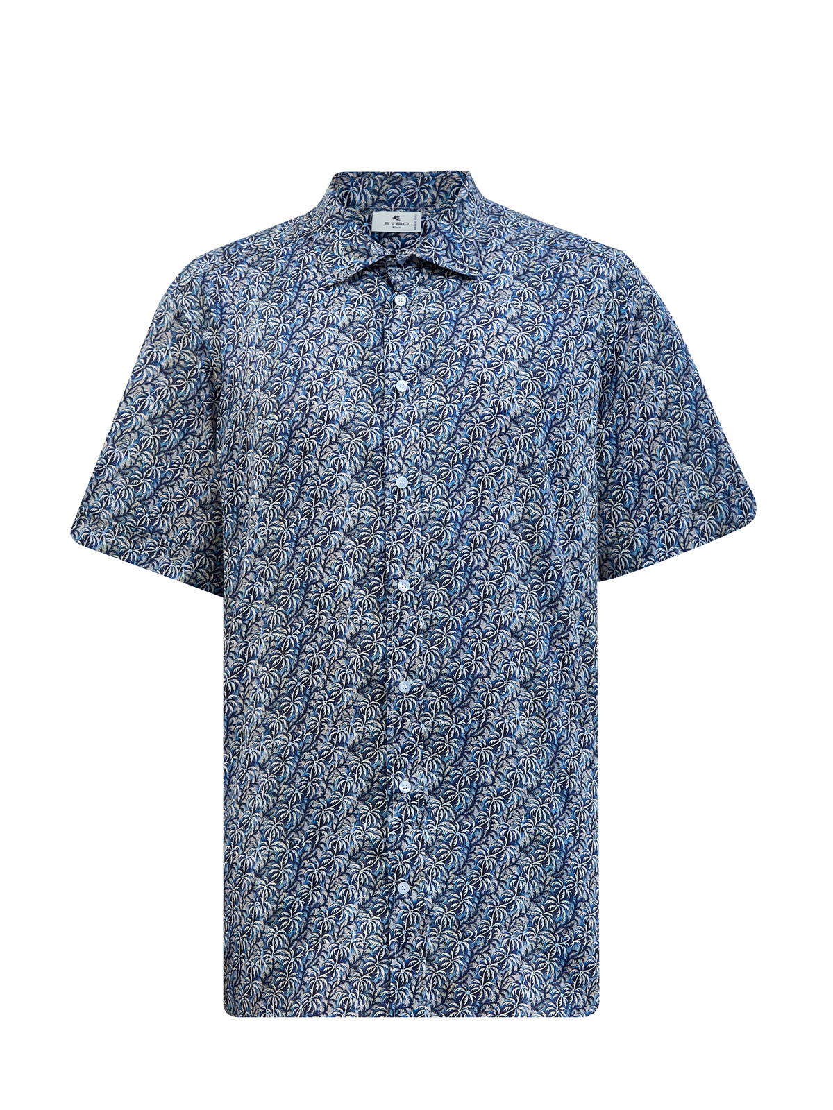 Хлопковая рубашка в стиле leisure c набивным паттерном ETRO, цвет синий, размер 60;62;64