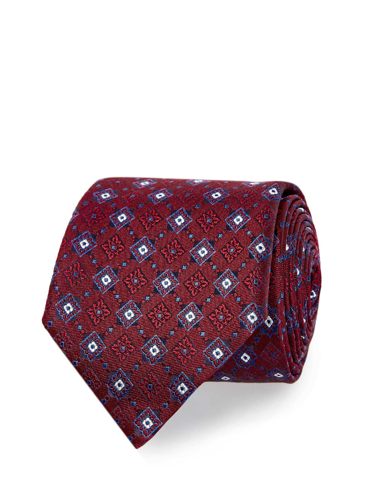 Шелковый галстук ручной работы из фактурного жаккарда CANALI, цвет красный, размер 42;44;46;48;50;40