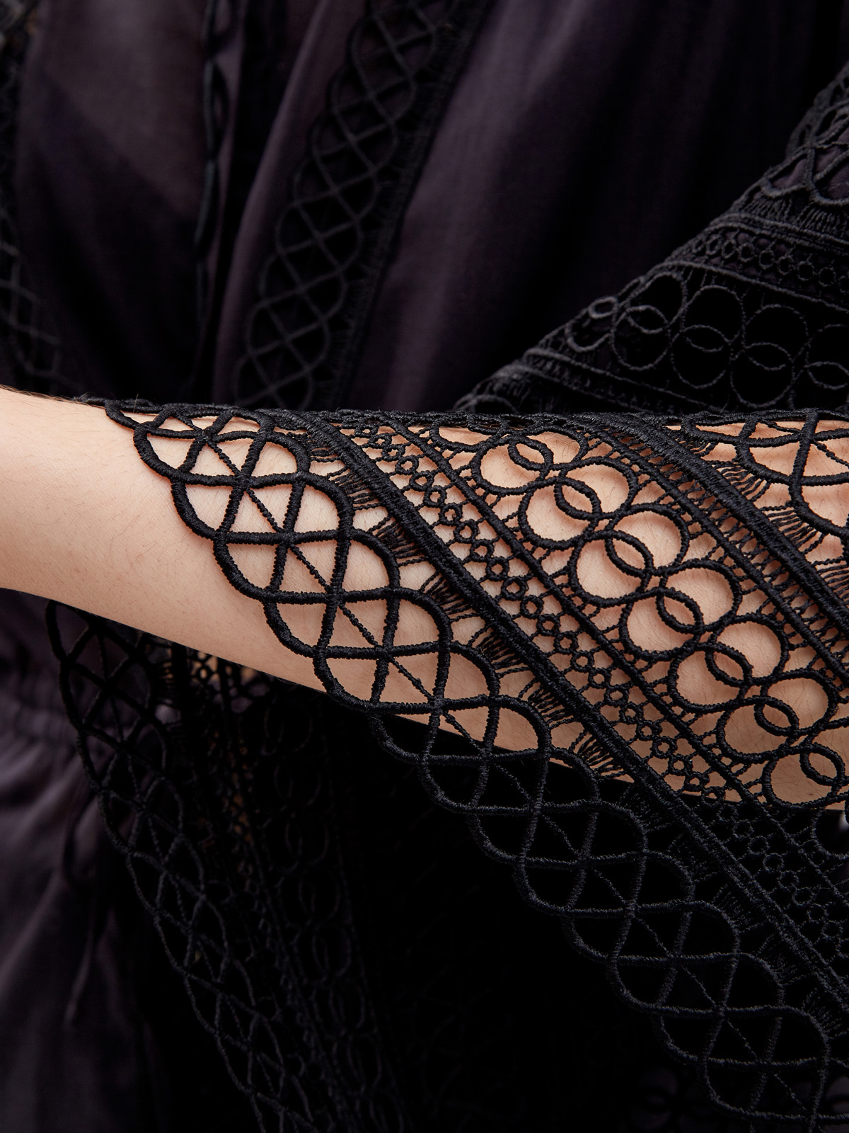 Укороченная туника с тонкой гипюровой вышивкой CHARO RUIZ IBIZA, цвет черный, размер S - фото 5