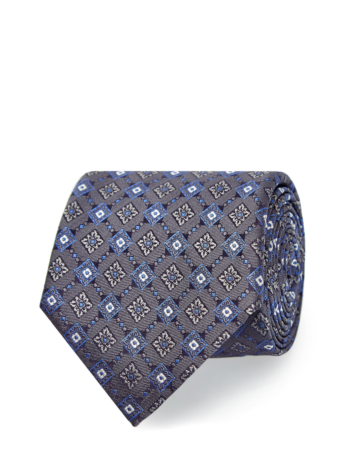 Шелковый галстук с фактурным жаккардовым узором CANALI, цвет синий, размер 44;46;48;42