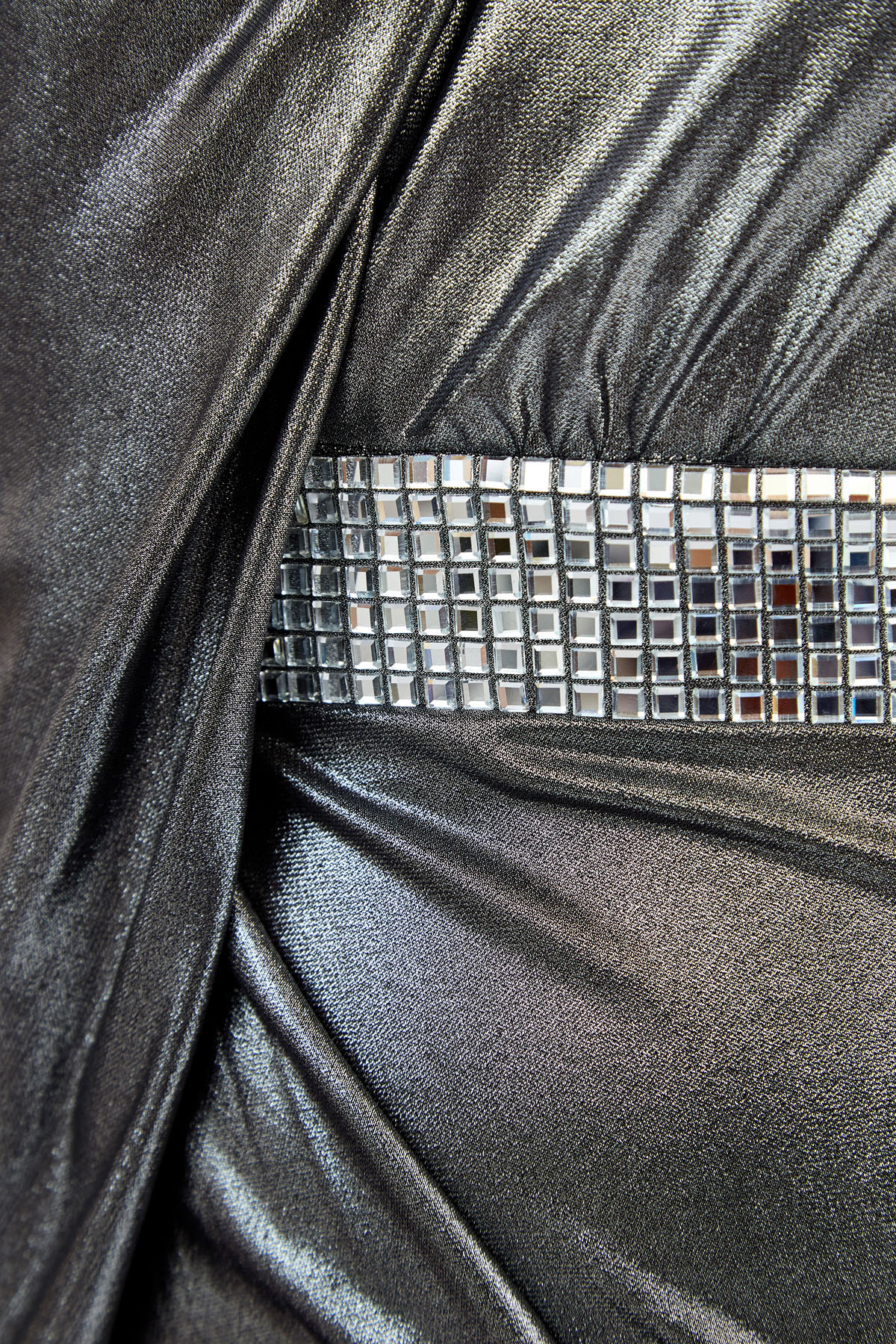 Платье на одно плечо с серебристым напылением и зеркальной отделкой BALMAIN, цвет серебристый, размер 36 - фото 5