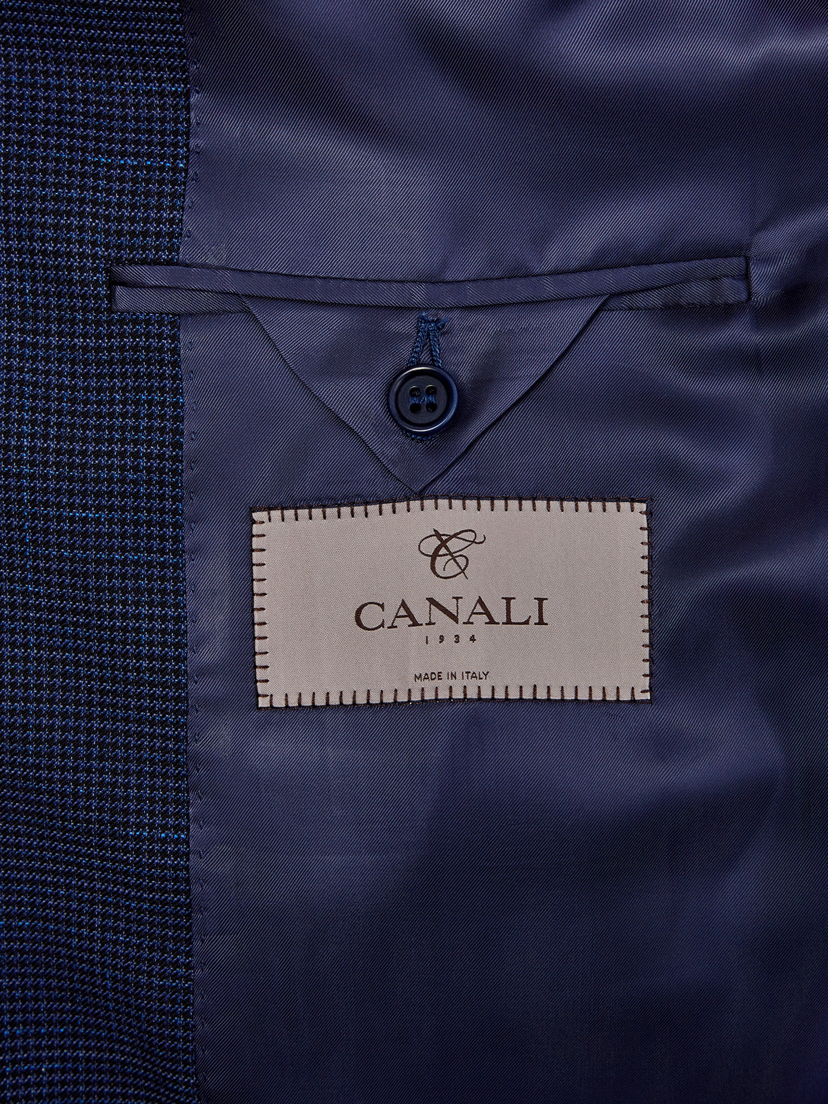 Пиджак ручной работы из шерсти с микро-узором CANALI, цвет синий, размер 56 - фото 4