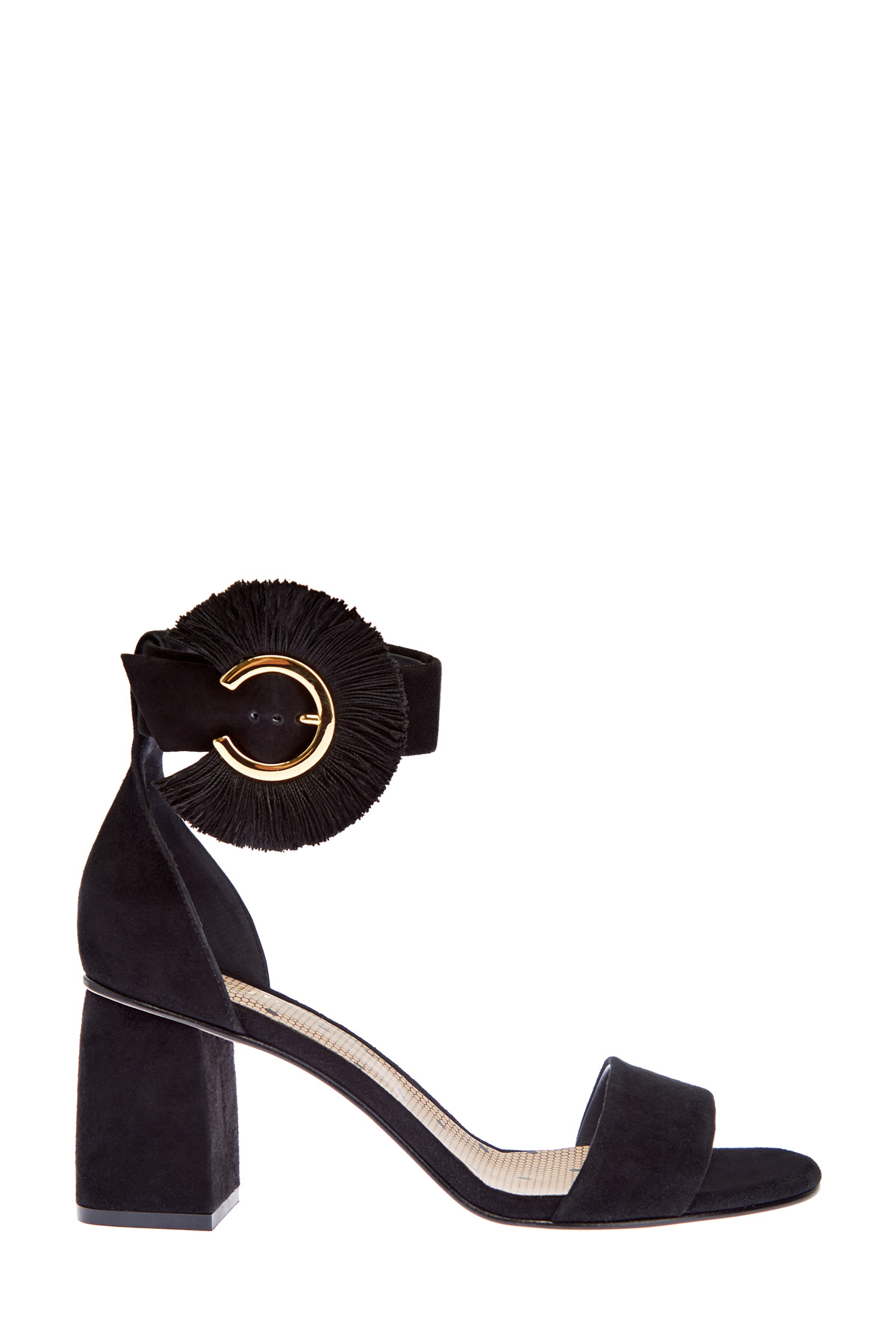 Босоножки из бархатистой замши на устойчивом каблуке REDVALENTINO, цвет черный, размер 38;38.5;39;39.5 - фото 1