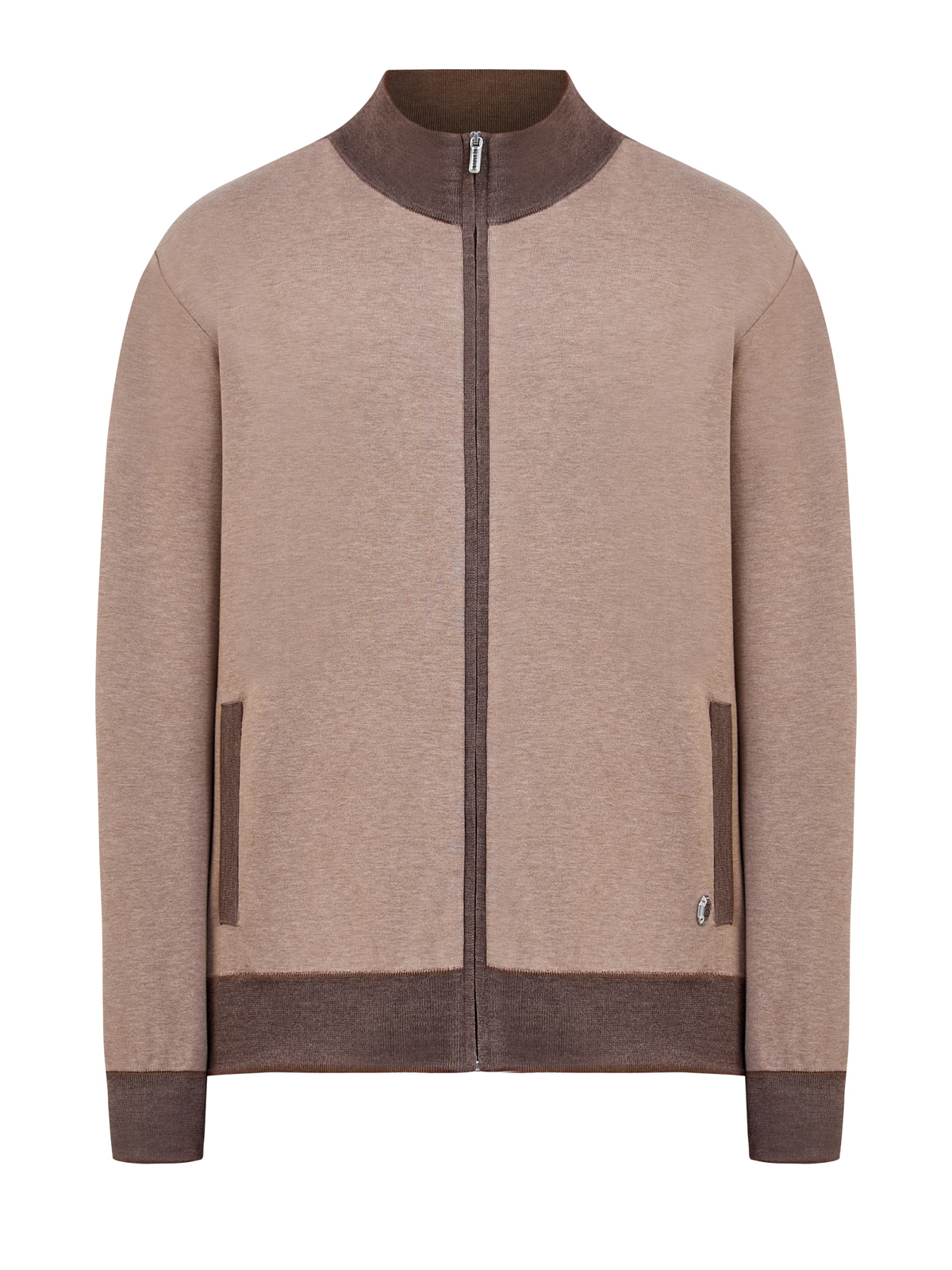 

Толстовка из хлопка, шерсти и шелка с отделкой colorblock, Коричневый, Толстовка из хлопка, шерсти и шелка с отделкой colorblock