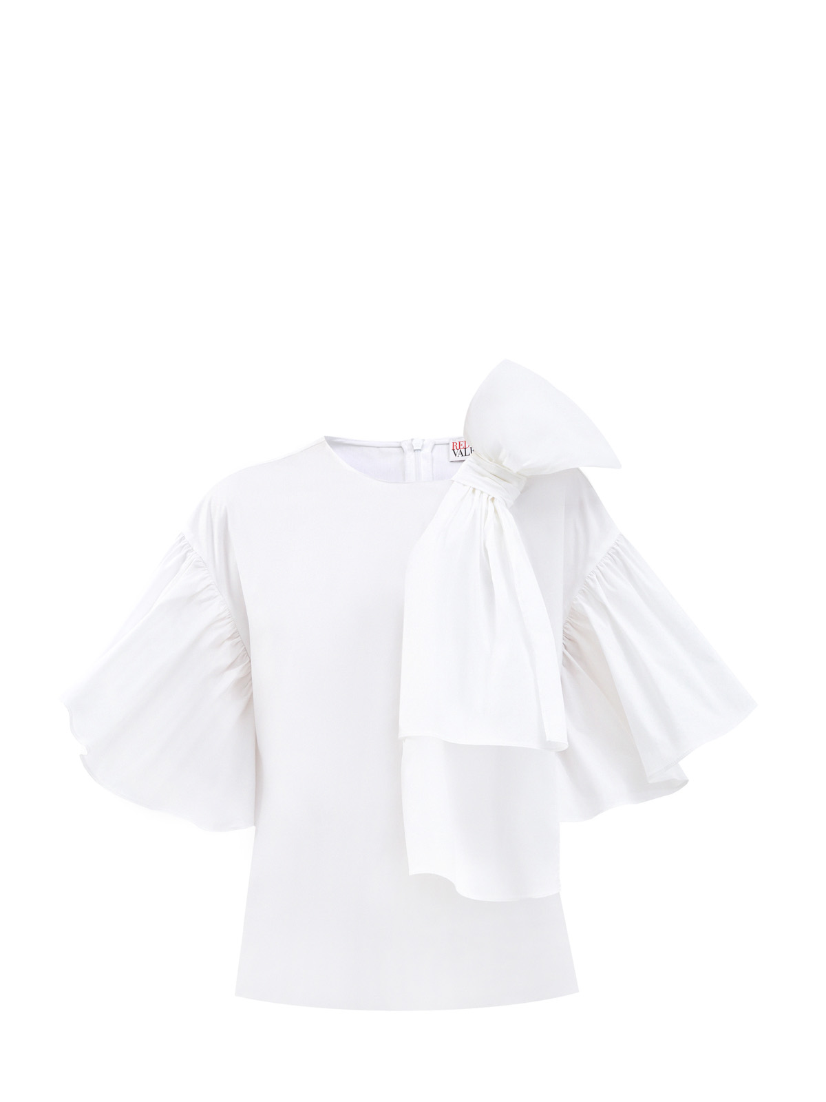 Блуза из хлопкового поплина с широким бантом REDVALENTINO, цвет белый, размер S;L - фото 1