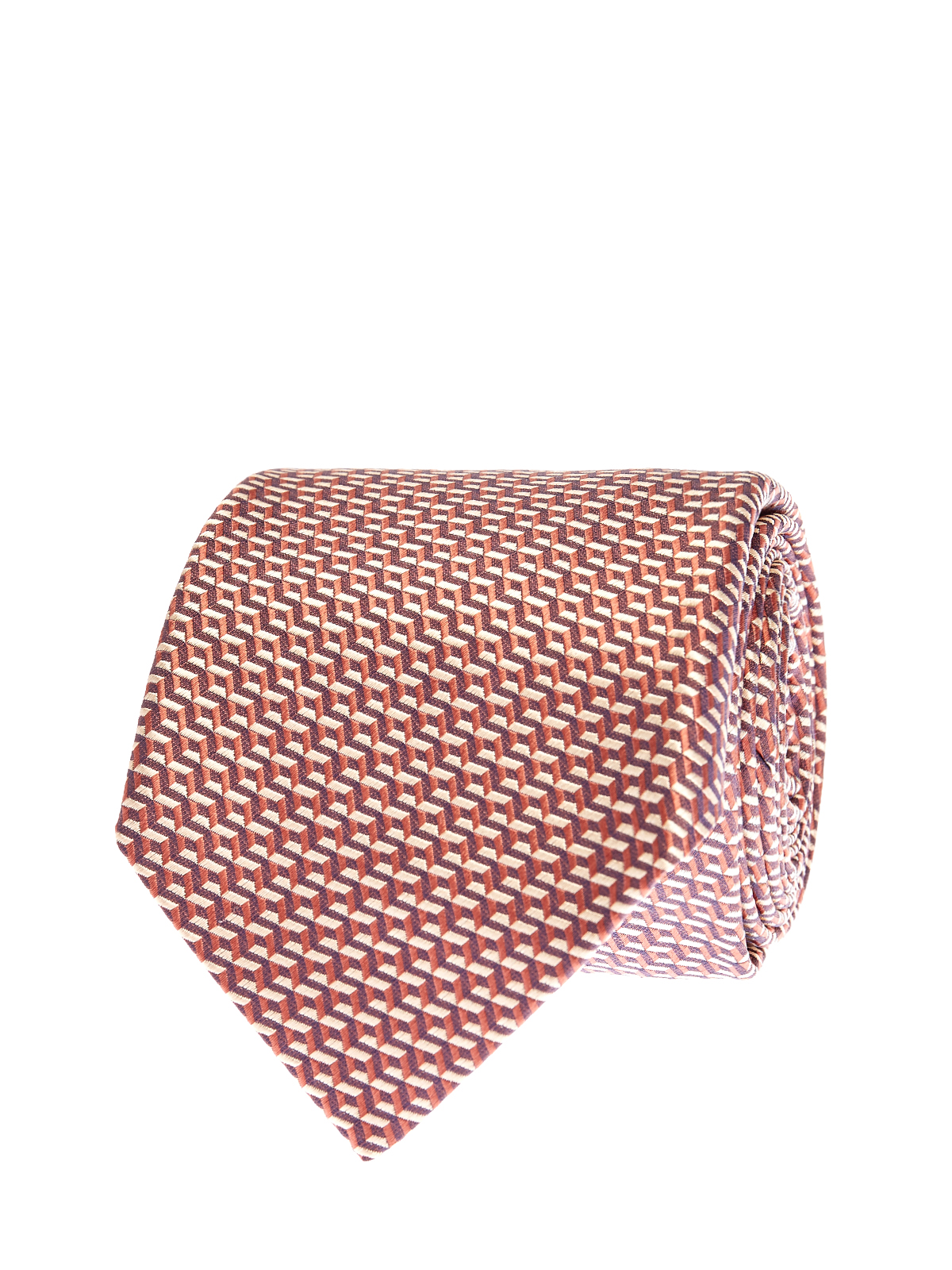 Шелковый галстук с фактурным геометрическим узором CANALI, цвет красный, размер M