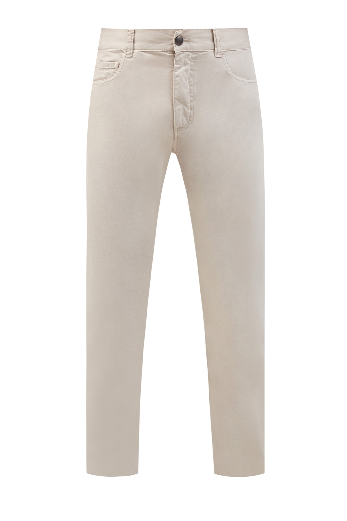 Базовые брюки-чинос из бархатистого хлопка CANALI, цвет бежевый, размер 48 - фото 1