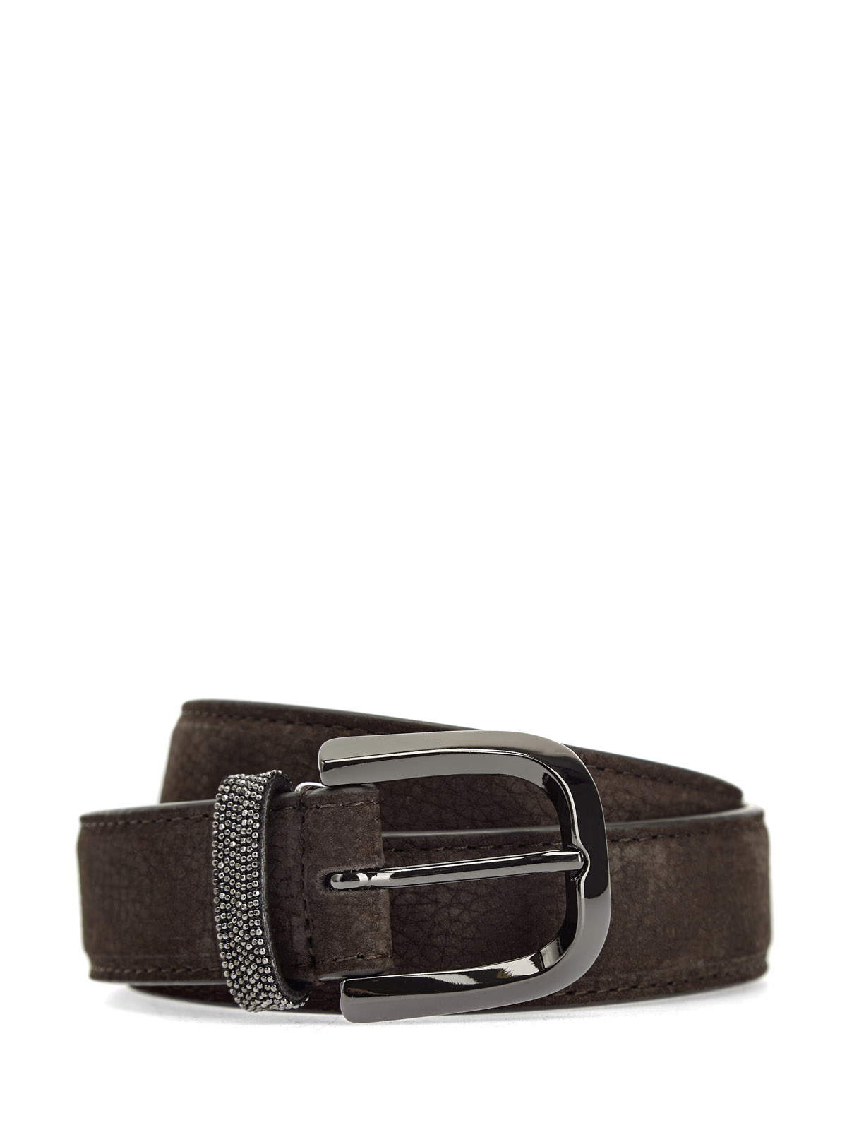 

Ремень из бархатистого нубука с блестящей шлевкой Punto Luce, Коричневый, Ремень из бархатистого нубука с блестящей шлевкой Punto Luce