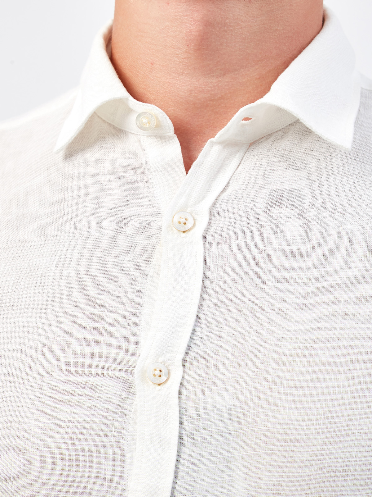Белая рубашка из тонкой льняной ткани CANALI, цвет белый, размер 46;50;52;54;56;48 - фото 5