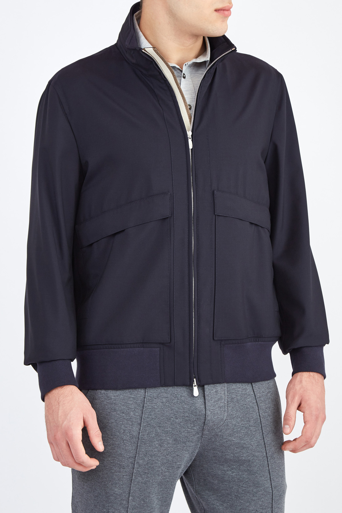 Куртка в стиле casual из шерстяной ткани Water Resist BRUNELLO CUCINELLI, цвет синий, размер 52;56 - фото 3
