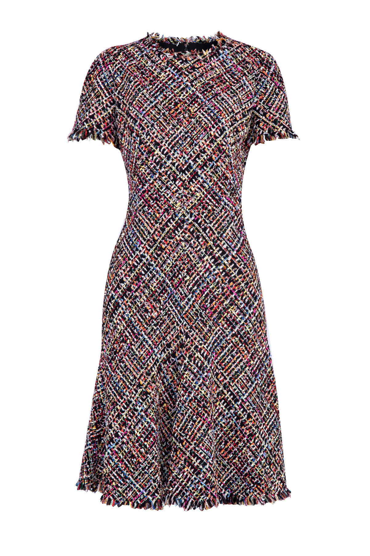 Платье приталенного кроя из хлопкового твида Wishing Tree ALEXANDER MCQUEEN, цвет мульти, размер 46 - фото 1