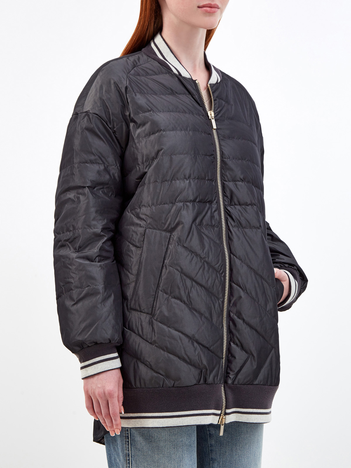 Утепленная куртка-бомбер из легкого нейлона LORENA ANTONIAZZI, цвет черный, размер 40;44;46;42 - фото 3