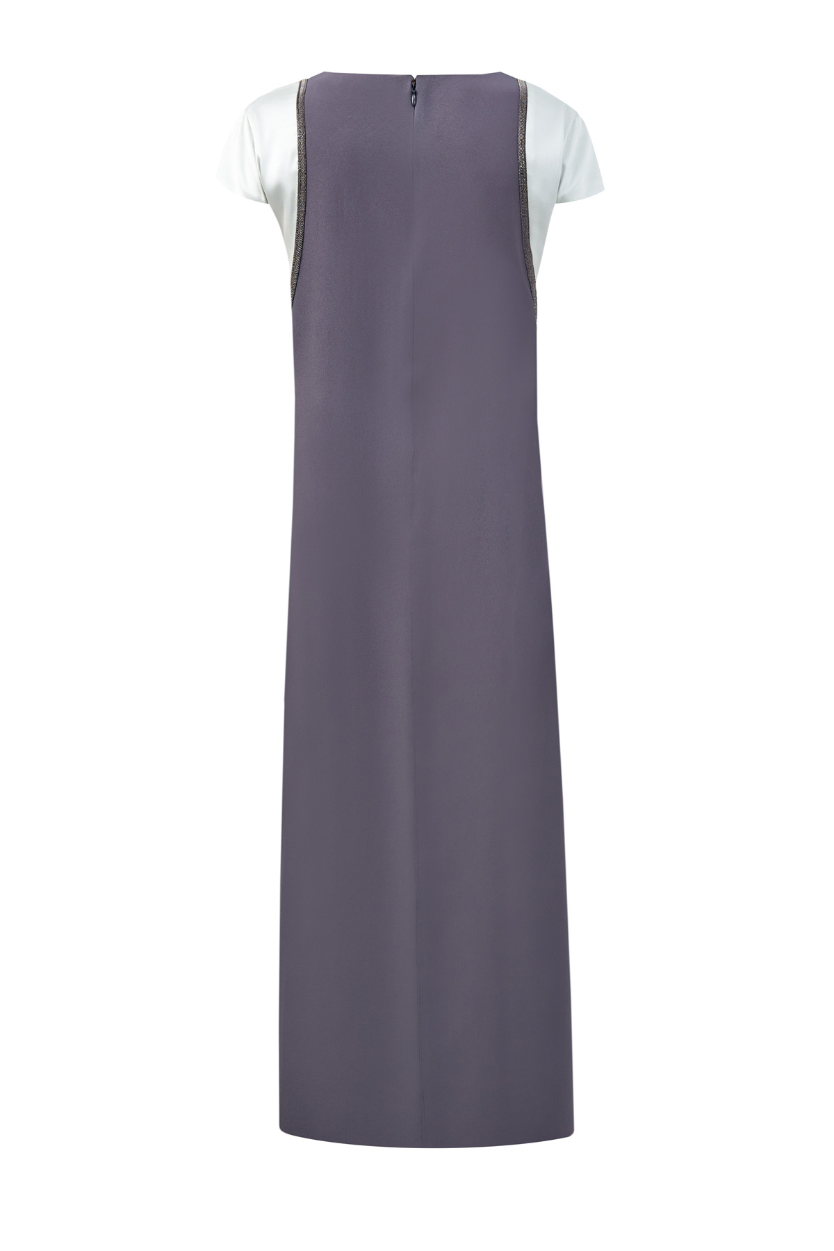 Платье-миди из крепа с мерцающей вышивкой FABIANA FILIPPI, цвет серый, размер 42 - фото 2