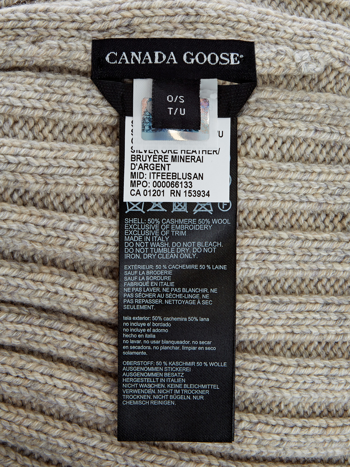 Шапка объемной вязки из шерсти и кашемира с помпоном CANADA GOOSE, цвет бежевый, размер 52 - фото 4