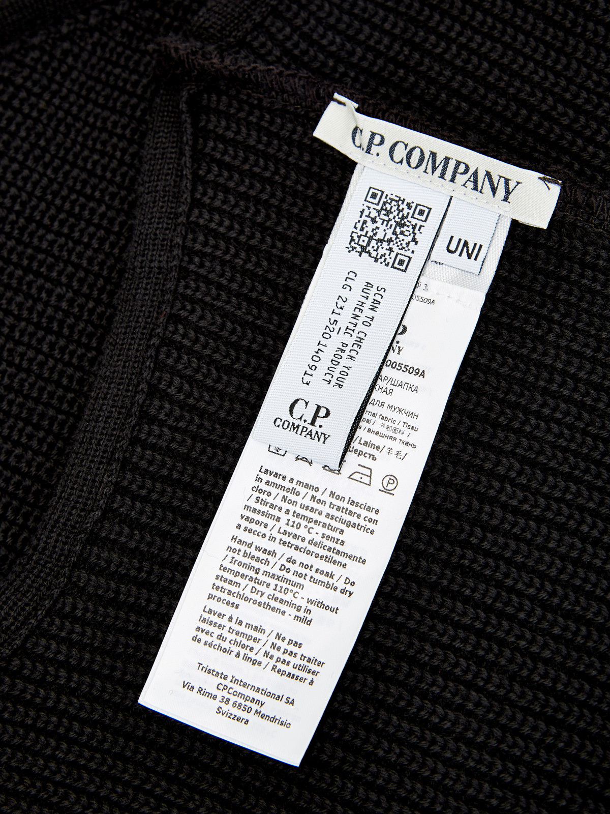 Регулируемый шарф-снуд из шерсти мериноса с логотипом C.P.COMPANY, цвет черный, размер 46;48;50;52;54;56 - фото 4